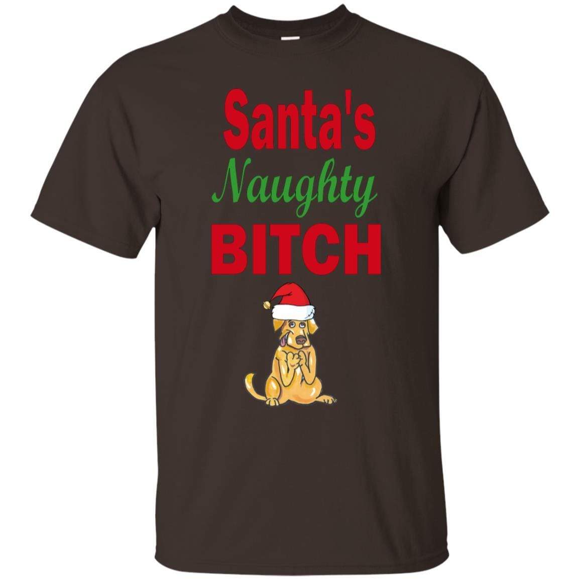 Santa's Naughty Bitch Cotton T-Shirt | Funny Christmas Party Outfit | WineyBitches.co | Perfect for Holiday Gatherings & Ugly Sweater Parties