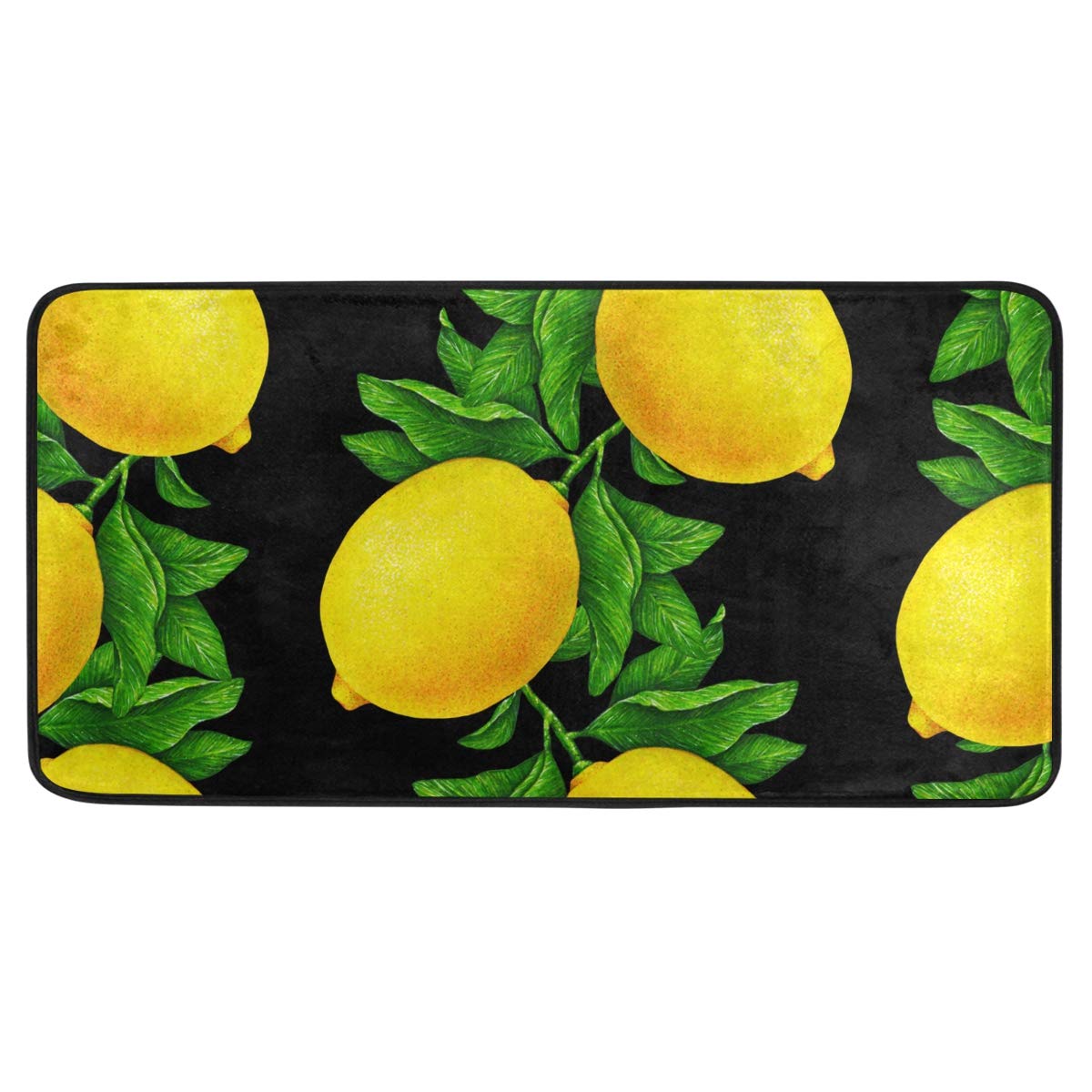 ALAZA Non-Slip Kitchen Rugs with Lemon Pattern - Soft Washable Bath Mat & Runner - 39x20 Inch Home Decor Carpet for Kitchen, Bathroom, Entryway - Perfect for High Traffic Areas