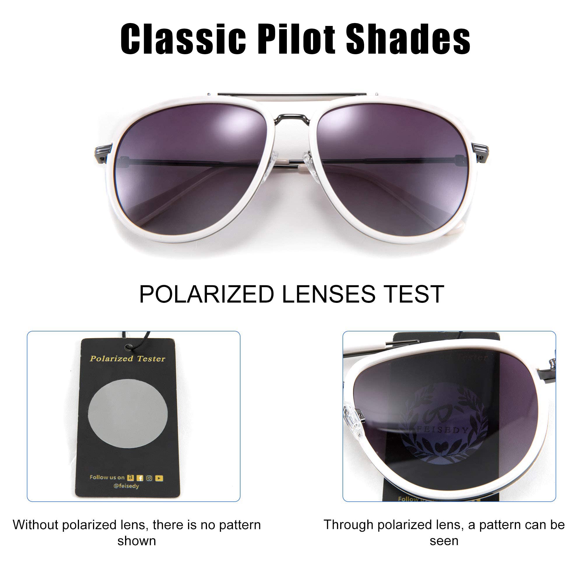FEISEDY Classic Polarized Aviator Sunglasses for Men & Women - UV400 Protection, Lightweight Metal Frame (B2700) - Perfect for Driving, Outdoor Sports & Beach Vacations