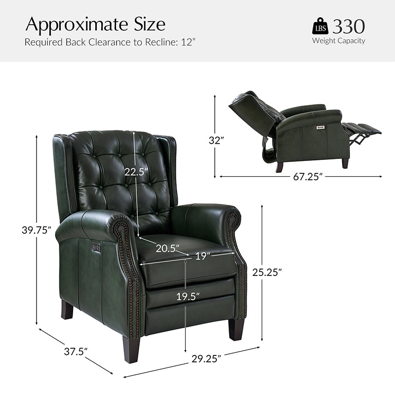 Premium Ruben Buttery Soft Leather Power Recliner Chair - Ergonomic Living Room Furniture for Relaxing, Watching TV & Napping