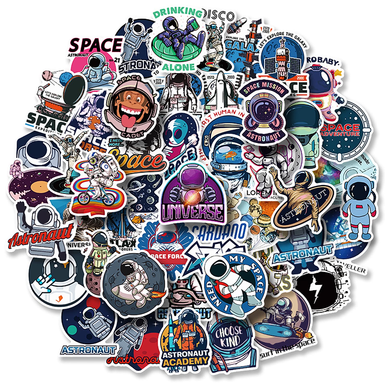 50pcs NASA Sticker Pack - Cool Space Astronaut Vinyl Stickers for Laptop, Skateboard, Water Bottle - Waterproof Graffiti Decals for Adults, Teens & Kids - Perfect for DIY Decor, Gifts & Space Themed Parties