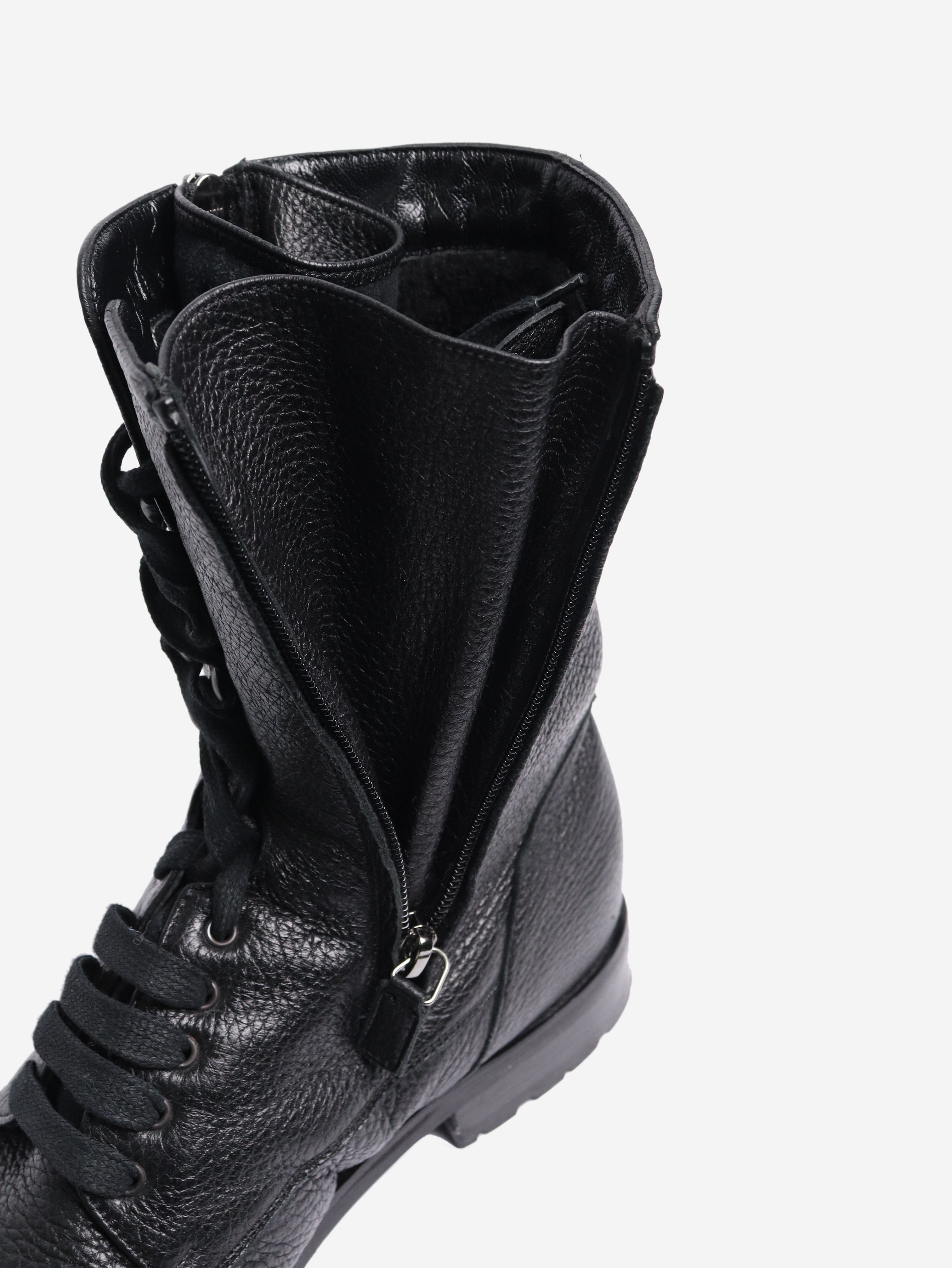 Black Tumbled Leather Ankle Boots for Women - Size EU 40.5 (US 9.5) - Comfortable & Stylish for Casual Wear, Office, and Night Out