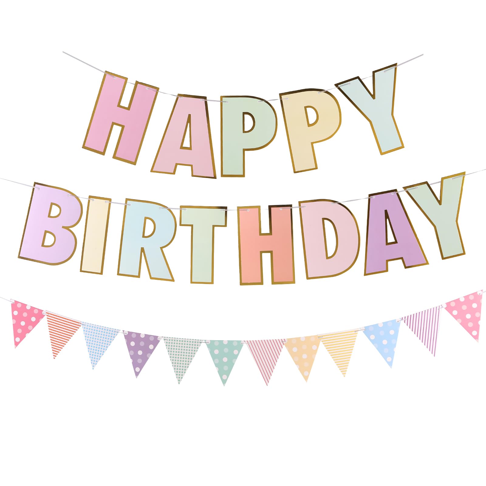 Pastel Macaron Happy Birthday Banner & Sign - Multicolor Birthday Party Decorations for Women & Girls | Perfect for Baby Showers, Bridal Showers, and Birthday Celebrations