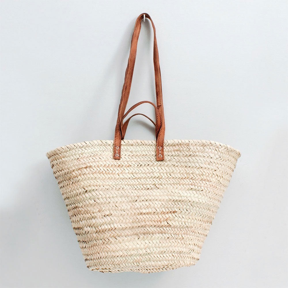 Eco-Friendly Double Handle Palm Leaf Shopping Tote Bag - Stylish & Durable for Groceries, Beach, and Farmers Market
