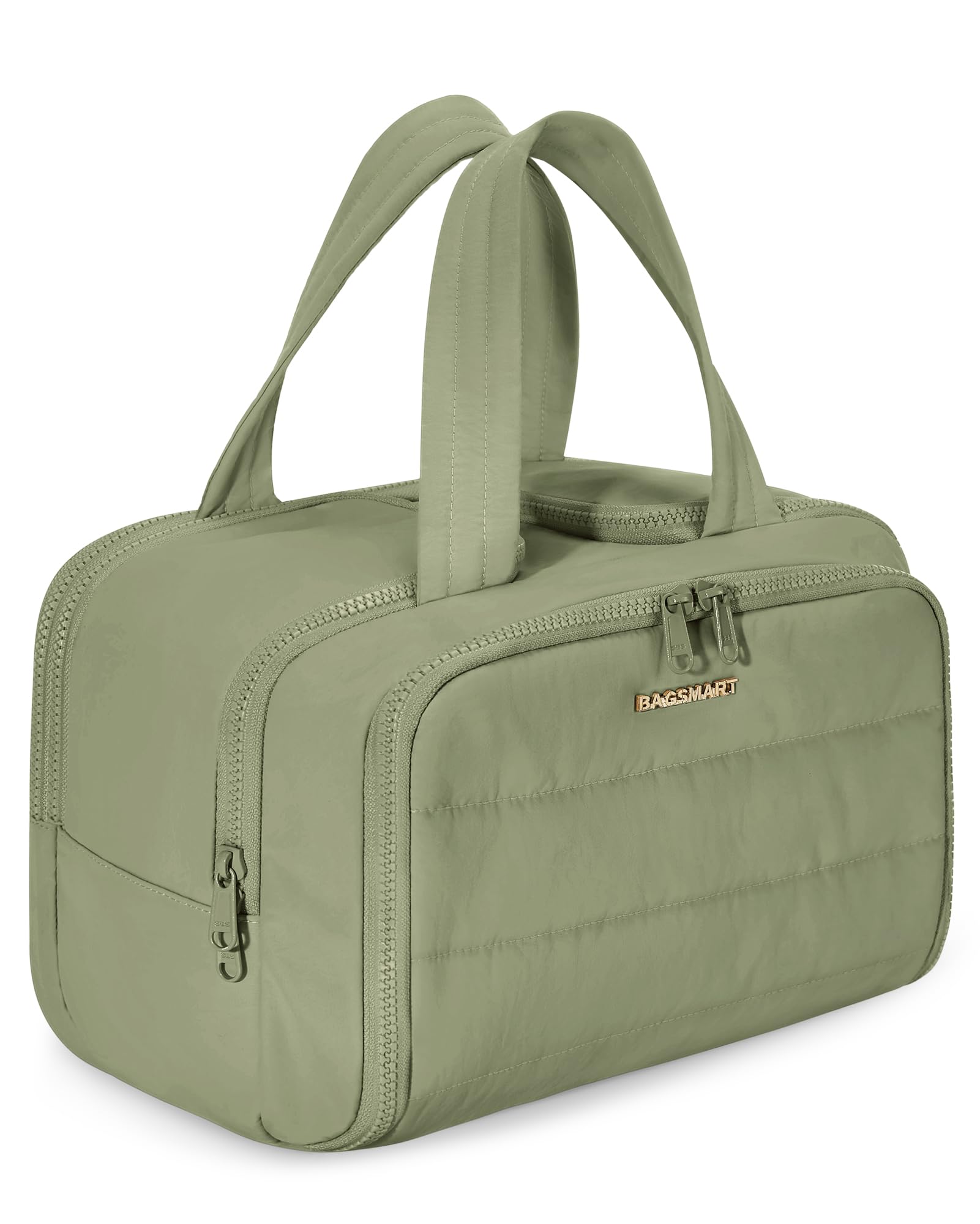 BAGSMART Large Lightweight Travel Toiletry Bag for Women - Waterproof Cosmetic Makeup Organizer with Handle for Toiletries, Accessories & Essentials - Perfect for Vacation, Gym, Business Trips & Daily Use - Green