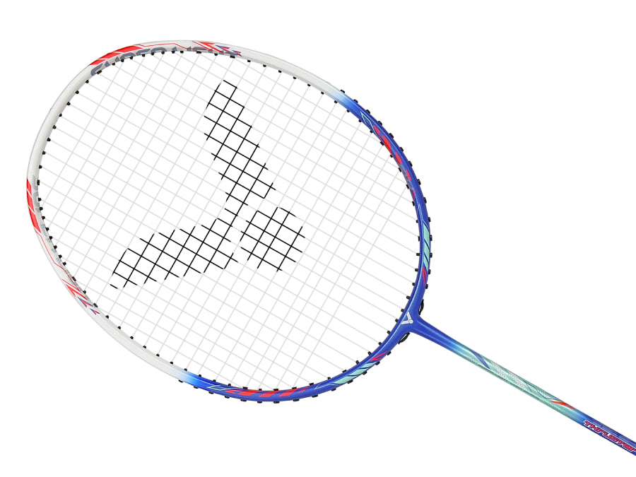 Victor Thruster K 7U Unstrung Badminton Racket - Lightweight Carbon Fiber Badminton Racquet for Professional Players [Glazed Blue] TK 7U F - Perfect for Tournaments & Training Sessions