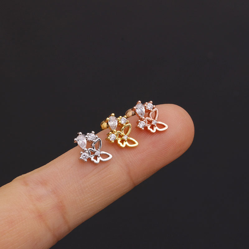 20G Cartilage Tiny Stud Earrings - Dainty Flower & Butterfly Earrings for Women | Hypoallergenic Piercing Jewelry | Perfect for Everyday Wear, Parties & Gifts