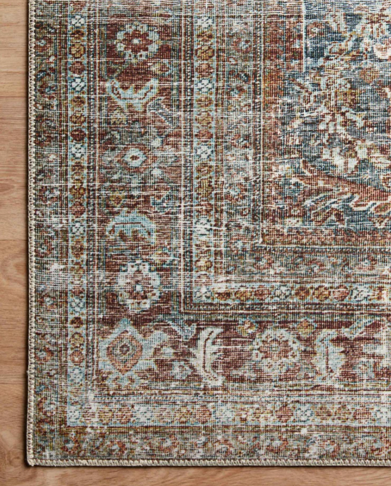 Jules Lagoon/Brick Rug - Stylish Non-Slip Area Rug for Living Room, Bedroom, or Office - Perfect for Home Decor and Floor Protection