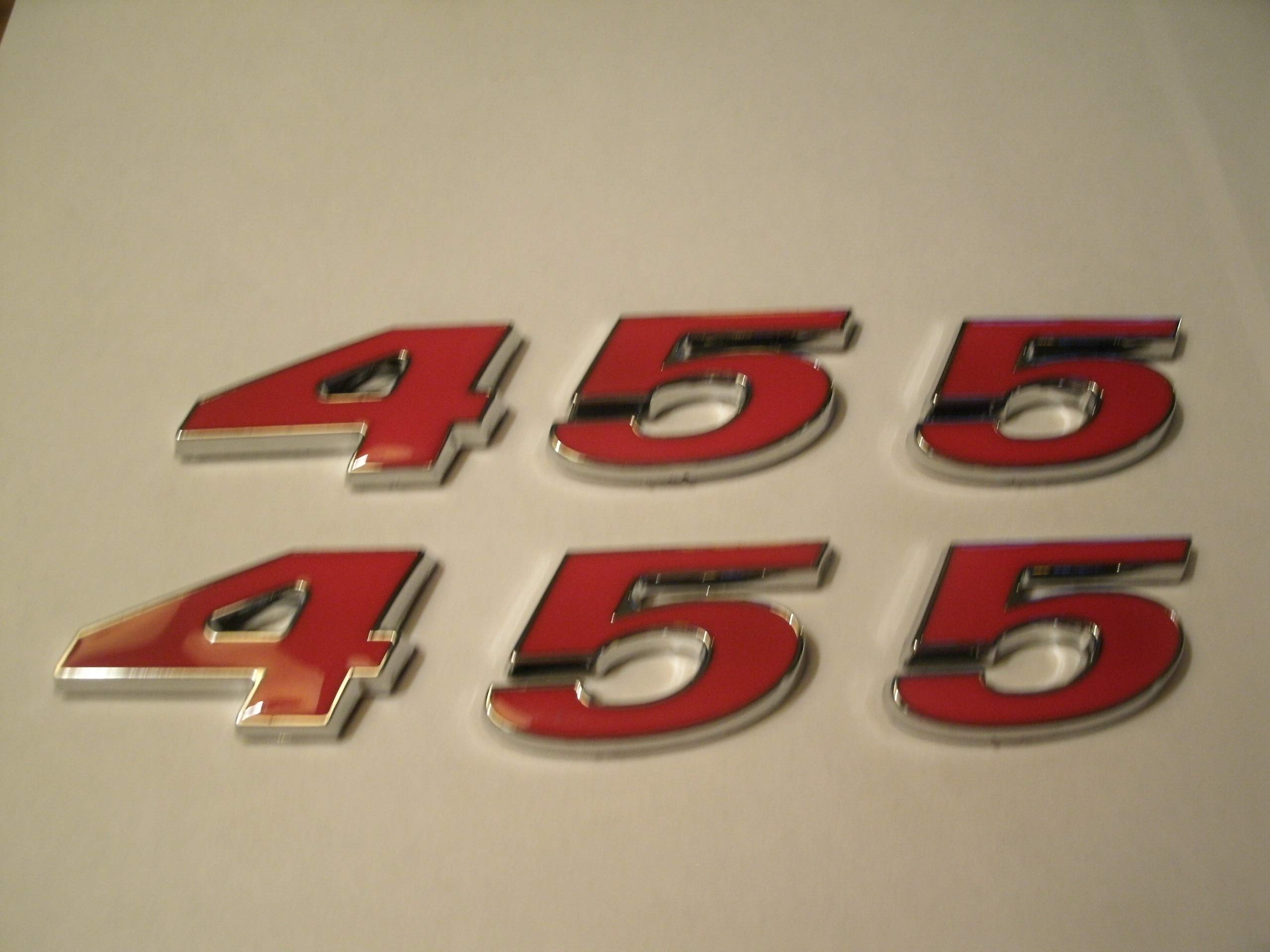 Pair of Generic 455 Engine ID Emblems in Red - Perfect for Car Restoration, Custom Builds & Automotive Decoration