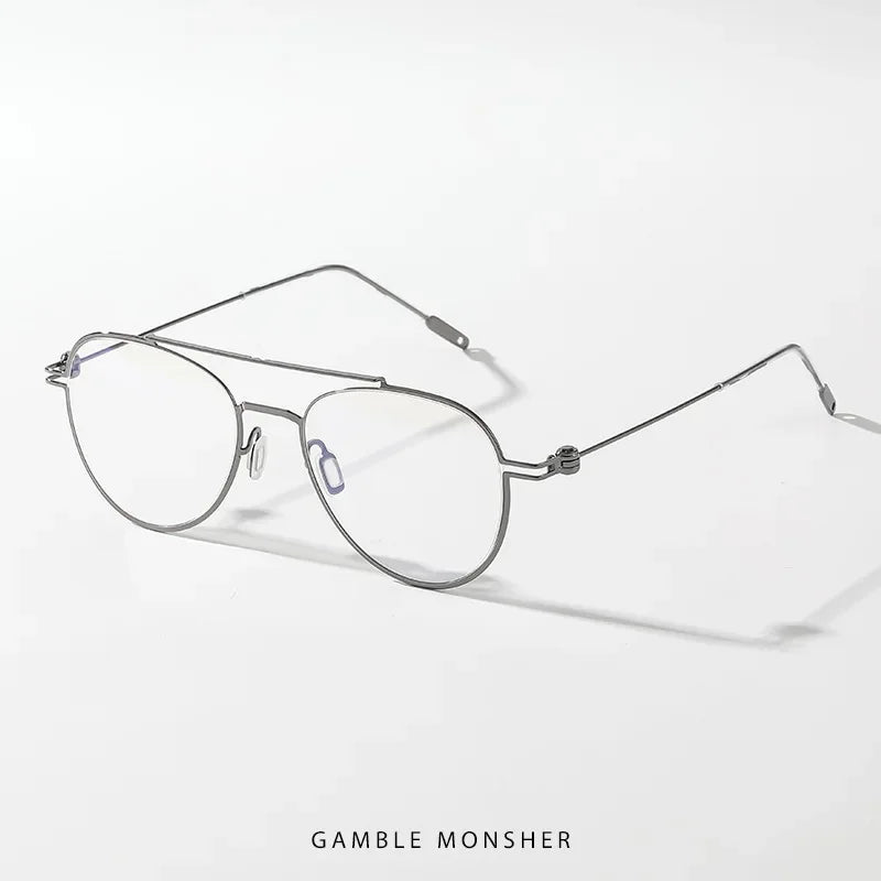 Stylish Aror Men's Full Rim Oval Double Bridge Titanium Alloy Eyeglasses Frame 49408 | Lightweight & Durable | Perfect for Work, Reading & Everyday Wear