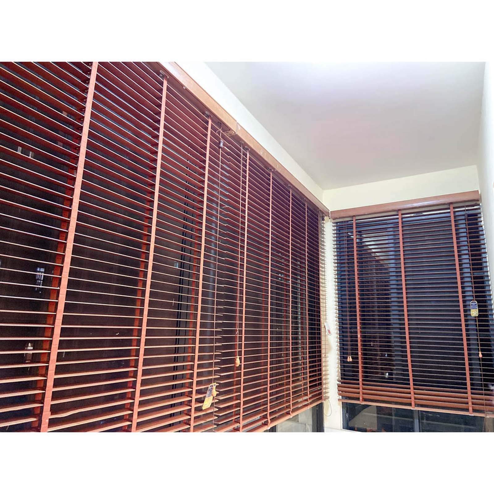 Premium Faux Wood Window Blinds - Dark Oak Semi-Blackout Shades for Home & Office (80x200cm/31.5x79in) with Easy Lift System - Perfect for Living Room, Bedroom, and Privacy Control