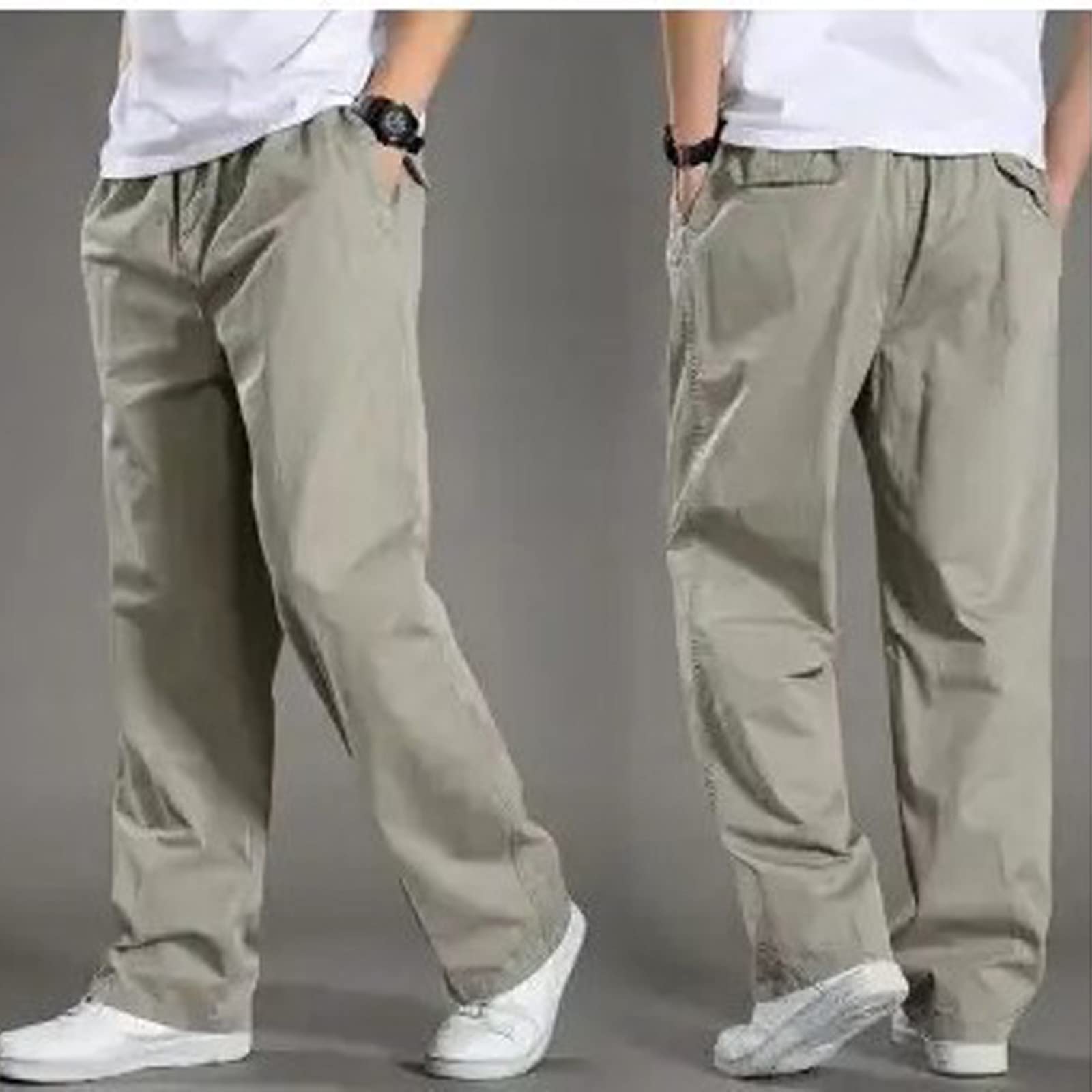 Men's Straight Leg Cargo Pants - Relaxed Fit Baggy Sweatpants with Multiple Pockets for Outdoor Hiking, Camping & Casual Wear | Durable & Comfortable Trousers