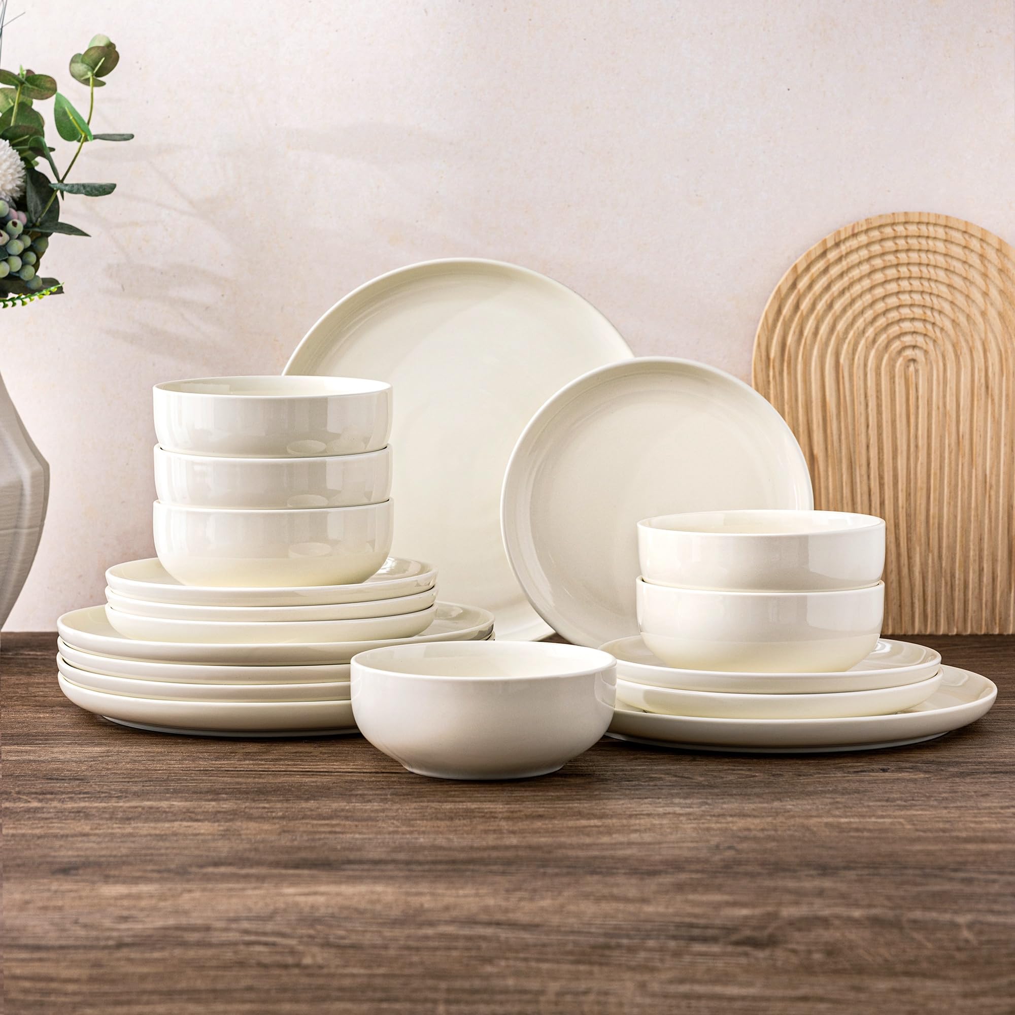 AmorArc 6-Piece Ceramic Dinnerware Set - Porcelain Plates & Bowls, Scratch Resistant, Dishwasher & Microwave Safe - Elegant Tableware for Family Dinners, Parties & Restaurants