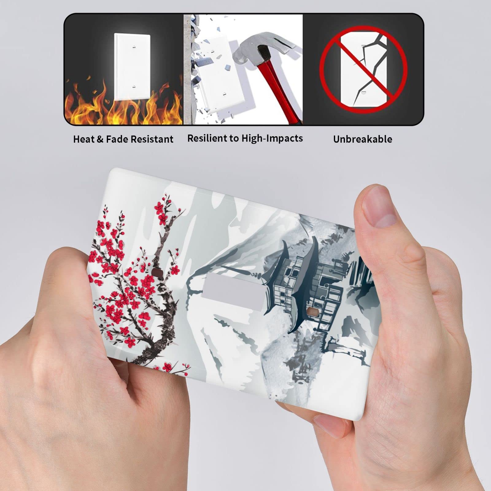 Japanese Cherry Blossoms Mountain Tower Single Gang Toggle Light Switch Wall Plate Cover - Decorative Wall Plate for Kitchen, Bedroom, Bathroom - Home Decor & Electrical Accessories