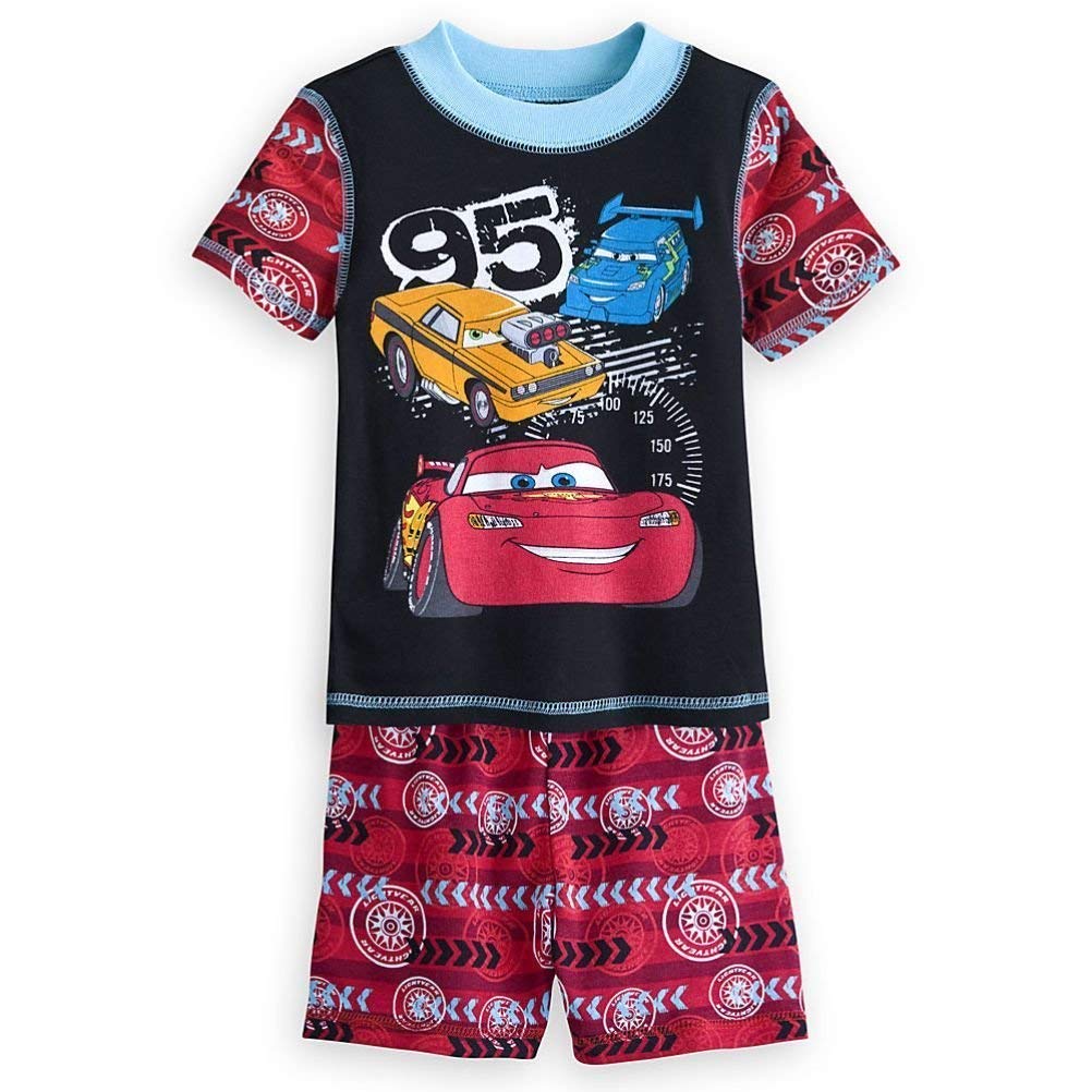Disney Cars Lightning McQueen Boys' 2-Piece Short Sleeve Pajama Set - Size 8 | Soft Cotton Sleepwear for Kids | Perfect for Bedtime, Sleepovers & Movie Nights