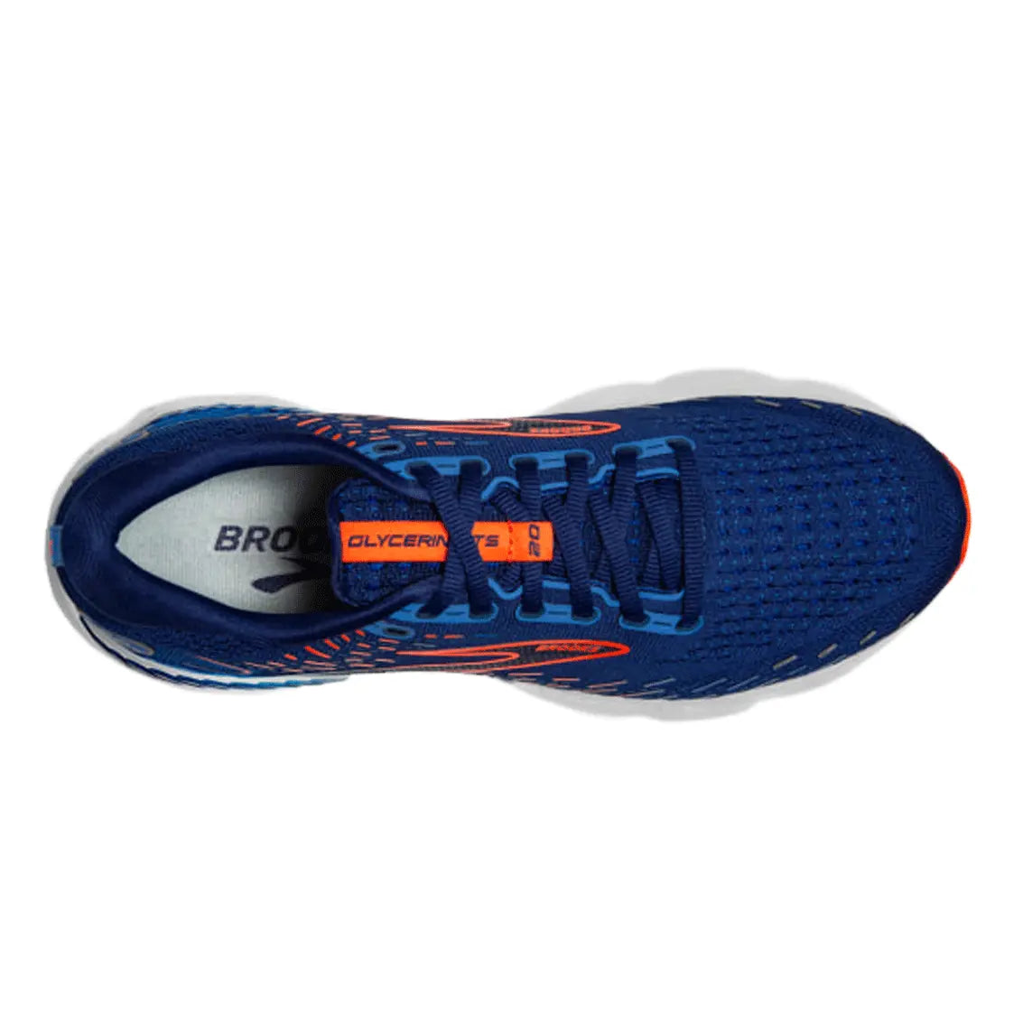 Brooks Glycerin GTS 20 Wide Running Shoes for Men - Blue Depths/Palace Blue/Orange - Cushioned Support for Road Running & Jogging