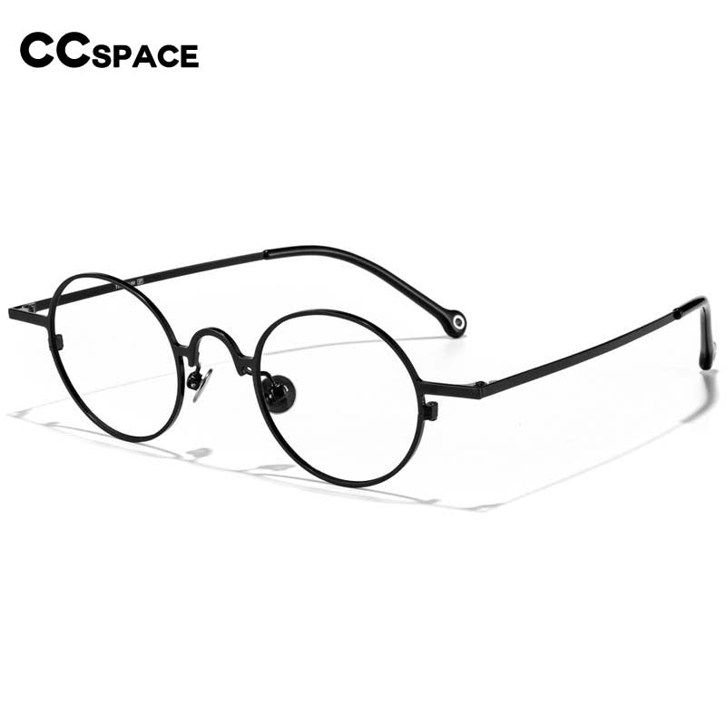 CCspace Unisex Full Rim Round Titanium Alloy Eyeglasses Frame 54909 - Lightweight Durable Glasses for Work, Reading & Everyday Wear