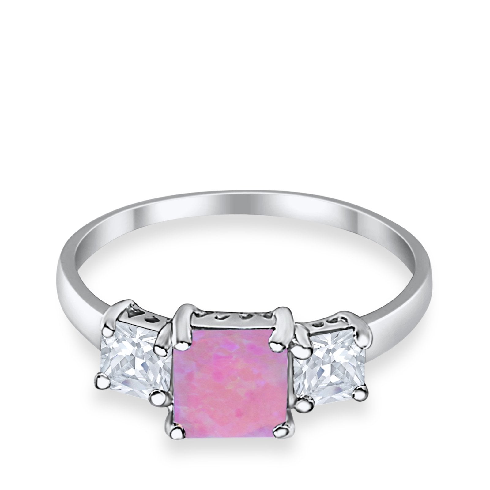 3 Stone Princess Cut Cubic Zirconia Ring - 925 Sterling Silver Fashion Jewelry for Women - Perfect for Weddings, Anniversaries & Special Occasions