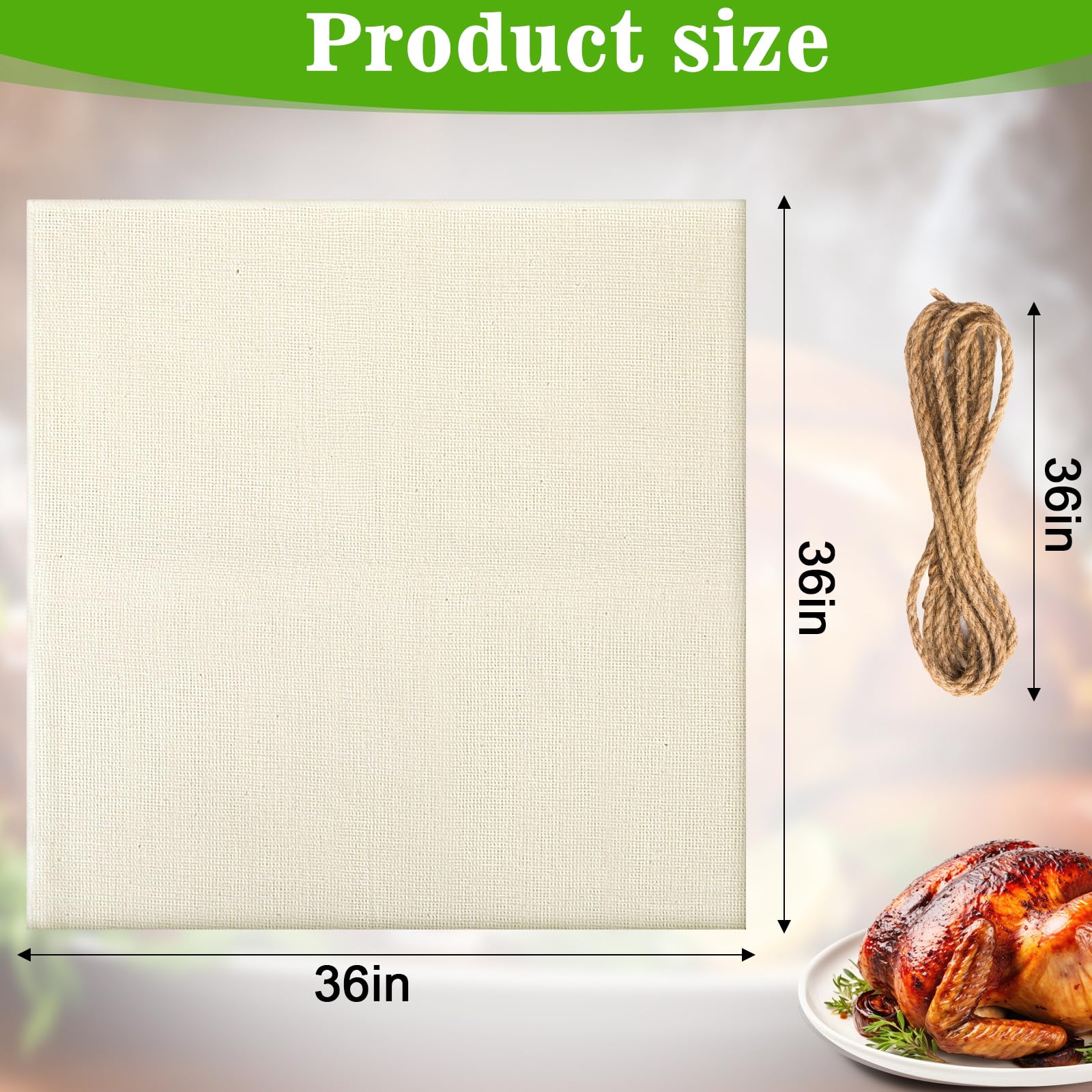 2PCS Reusable Cheese Cloths for Turkey Cooking - Premium Cotton Turkey Bags with Kitchen Twine for Oven, Air Fryer & Roasting | Thanksgiving Day Turkey Cooking Accessories for Juicy, Flavorful Results