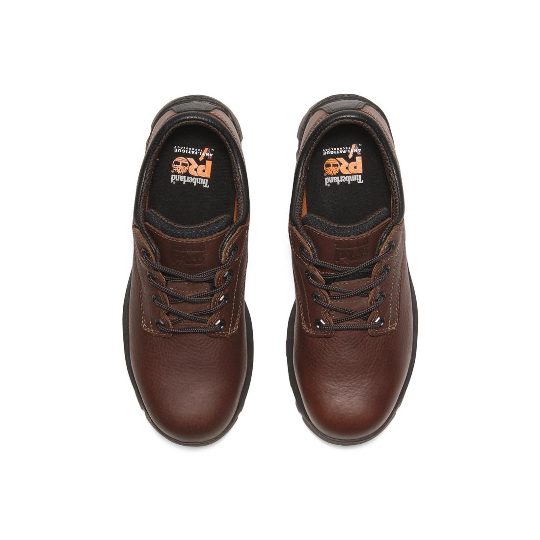 Titan Ev Composite Toe Oxford Work Shoes for Men - Safety Work Boots with Slip Resistant & Electrical Hazard Protection - Brown Leather Steel Toe Shoes for Construction, Warehouse & Industrial Work