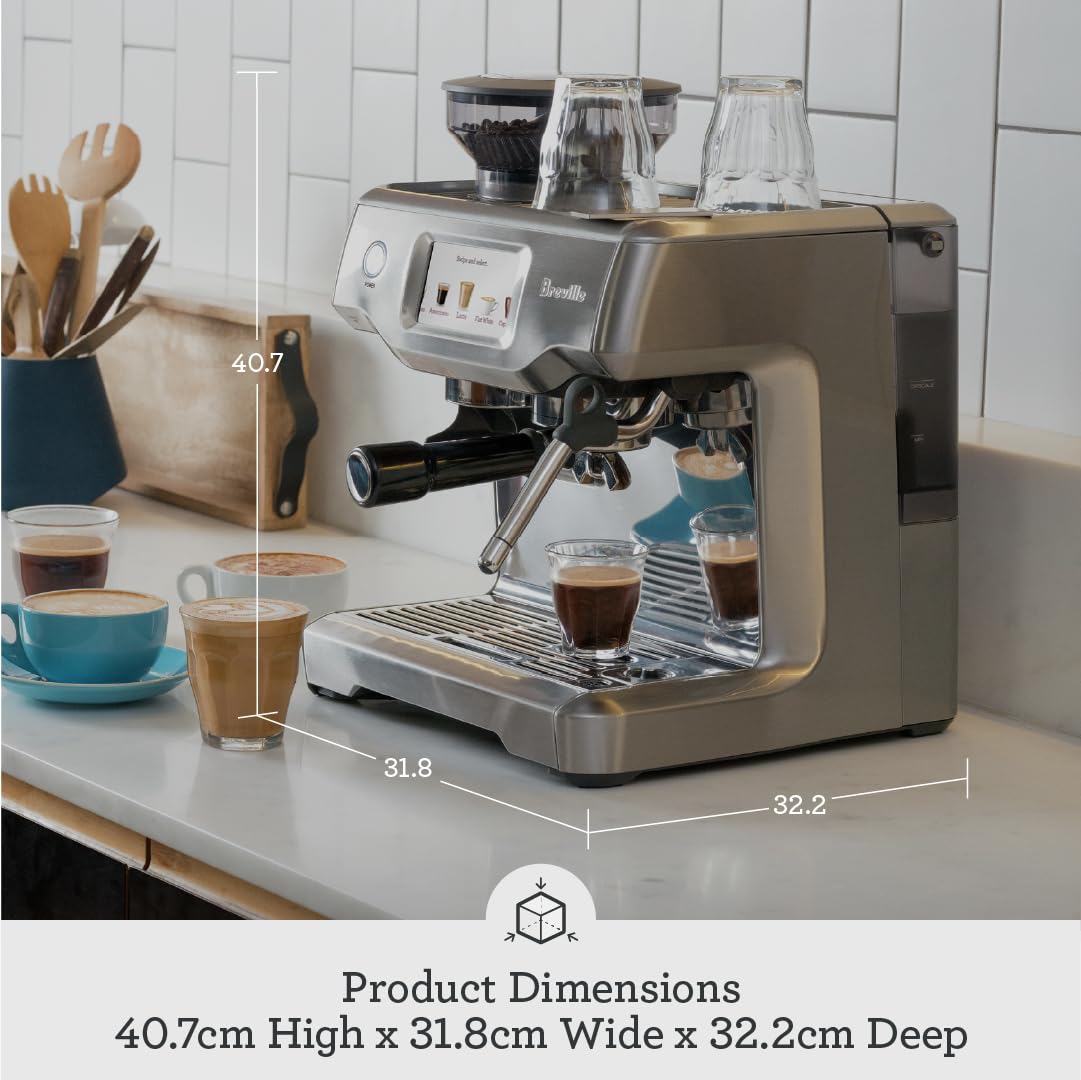 Breville BES880BSS Barista Touch Espresso Machine with Built-in Grinder & Auto Milk Frother - Touchscreen Control, Fast Heat Up, Stainless Steel - Perfect for Home Baristas Making Lattes, Cappuccinos & Espresso Drinks