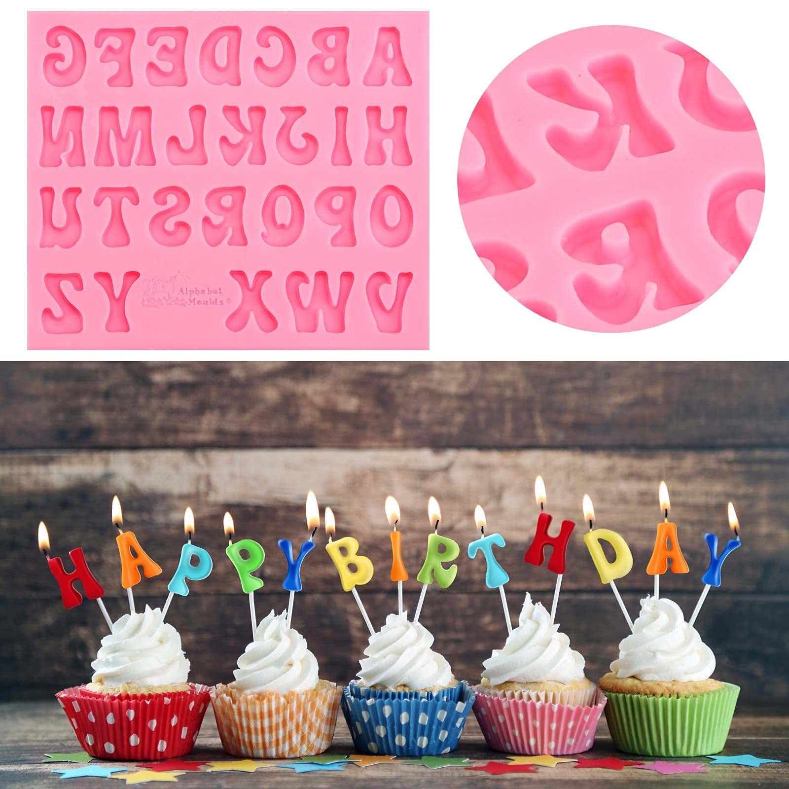 5-Piece Silicone Letter and Number Molds Set (0-9, A-Z) for Baking, Candy Making, Cake Decorating - Perfect for Chocolate Covered Strawberries, Cupcakes & DIY Desserts