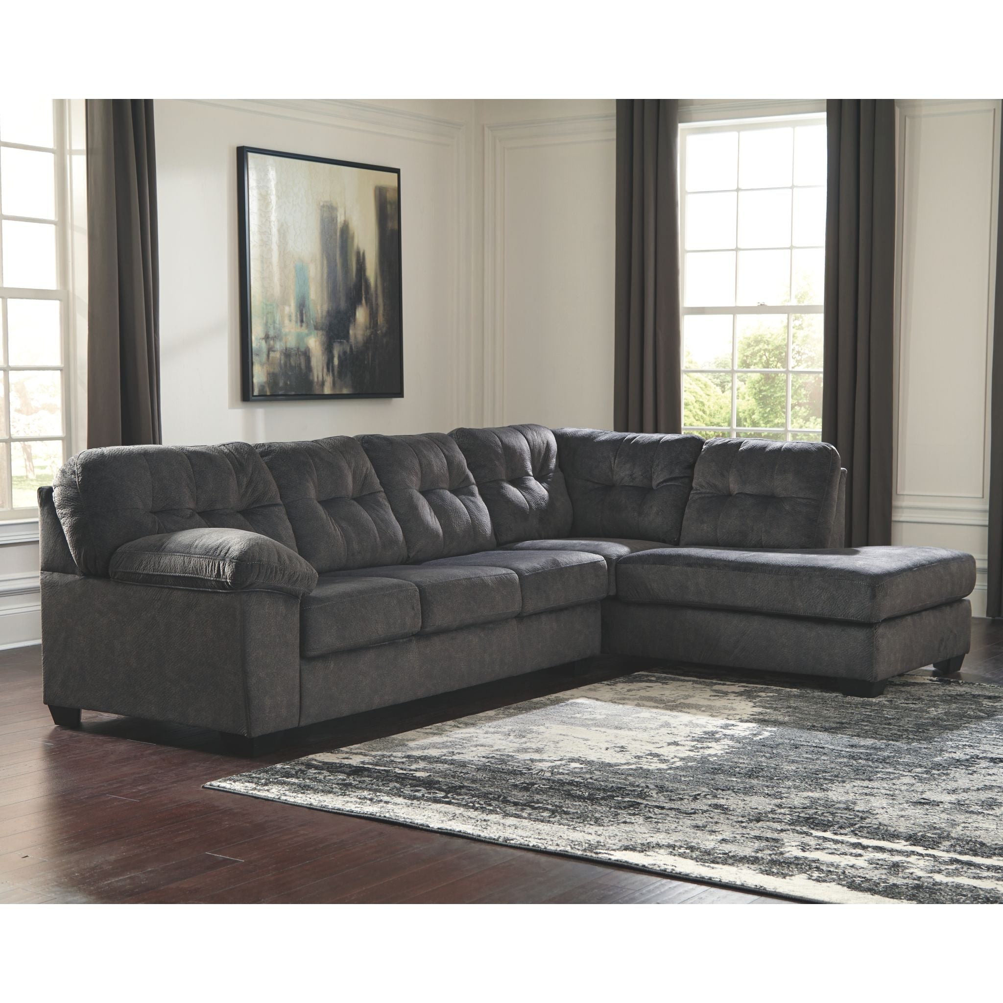 Accrington 2-Piece Sleeper Sectional Sofa with Chaise Lounge - Convertible Sleeper Sofa Bed for Small Spaces, Living Room & Guest Room Furniture - Perfect for Apartments, Dorms and Home Theater Seating