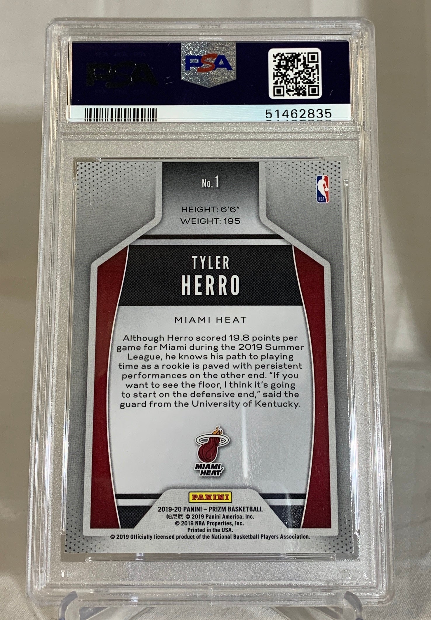 2019-20 Panini Prizm Tyler Herro Miami Heat Rookie Card #1 PSA 9 Mint - Perfect for NBA Collectors, Sports Memorabilia & Investment