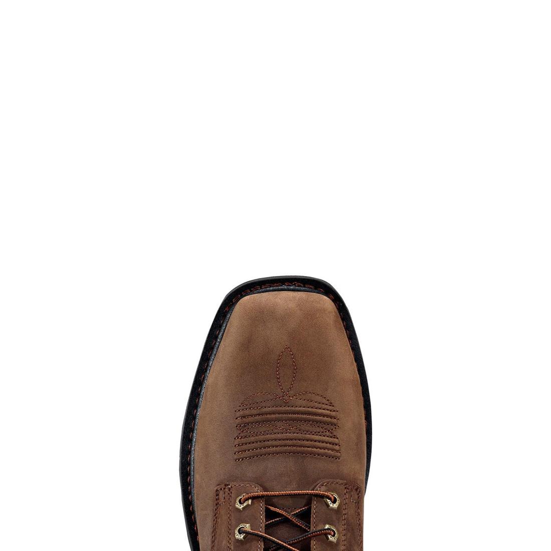 **Cascade 8 Inch Soft Toe Wide Square Toe Work Boots for Men - Alamo Brown - Durable & Comfortable for Construction, Hiking & Outdoor Work**