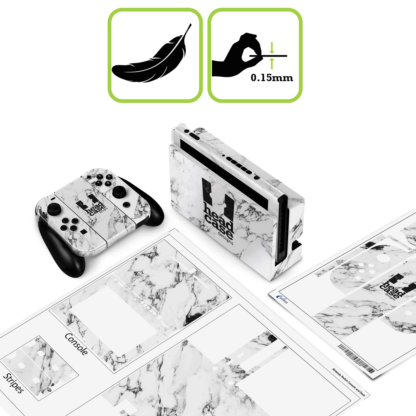 Official Head Case Designs Elisabeth Fredriksson Deep Teal Stone Art Matte Vinyl Skin Sticker for Nintendo Switch Joy-Con Controllers - Durable Protection & Custom Gaming Style for Switch Lovers