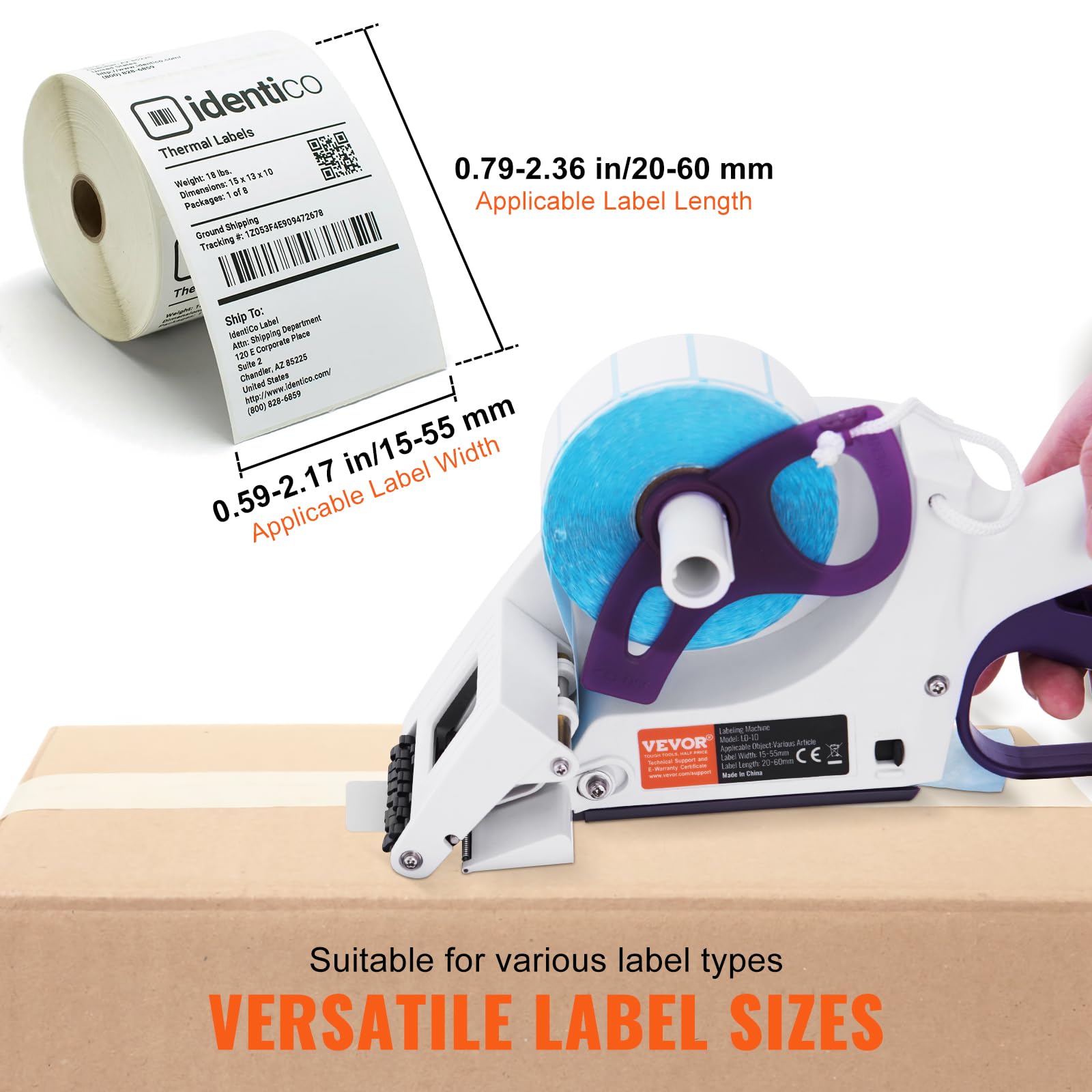 VEVOR Handheld Label Applicator Machine - Adjustable 0.59-2.17