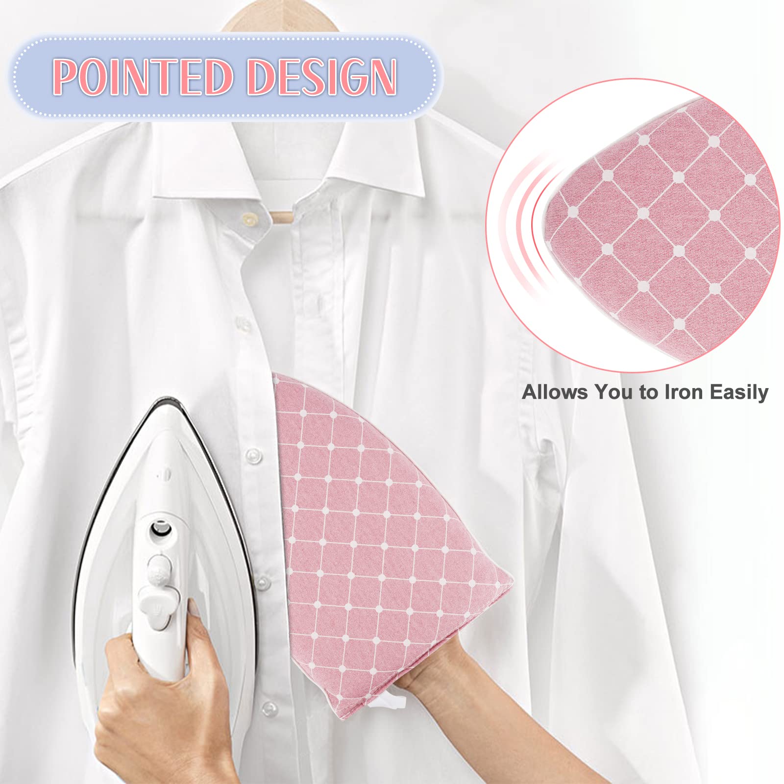 Heat Resistant Ironing Glove for Garment Steamers - Waterproof Mini Ironing Board with Finger Loop, Steam Iron Mitt for Clothes & Fabric Care (Pink) - Perfect for Travel, Home Use & Quick Wrinkle Removal