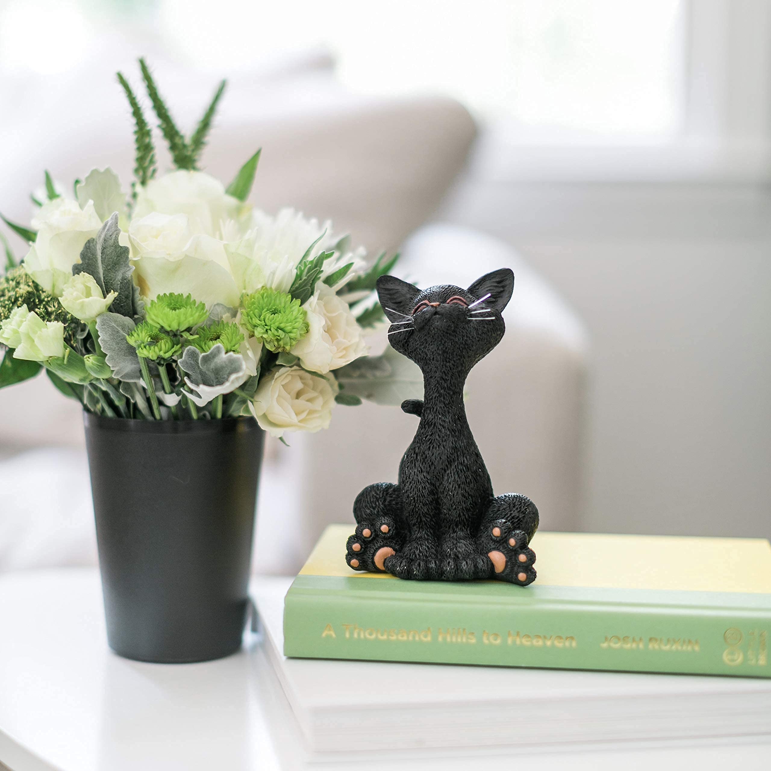 Happy Black Cat Figurine - Cute Home & Office Decor for Cat Lovers - Perfect Gift Idea