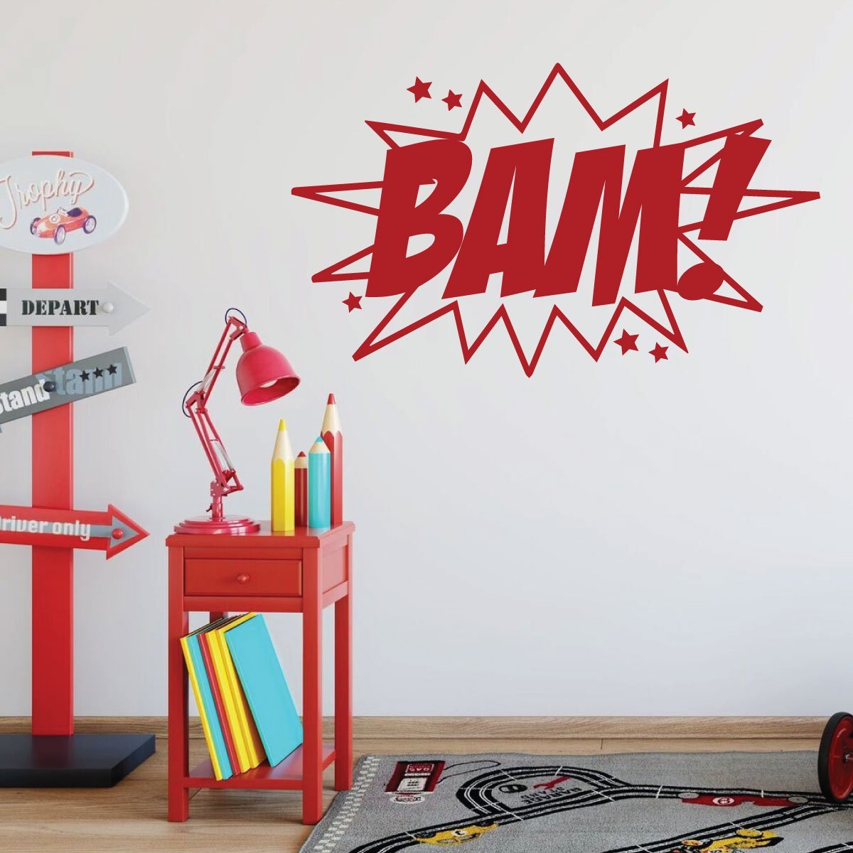 BAM! Super Hero Wall Decal - Premium Vinyl Stickers for Boys Bedroom, Playroom & Nursery Decor | Easy Peel & Stick Wall Art for Kids Room, Superhero Theme Party
