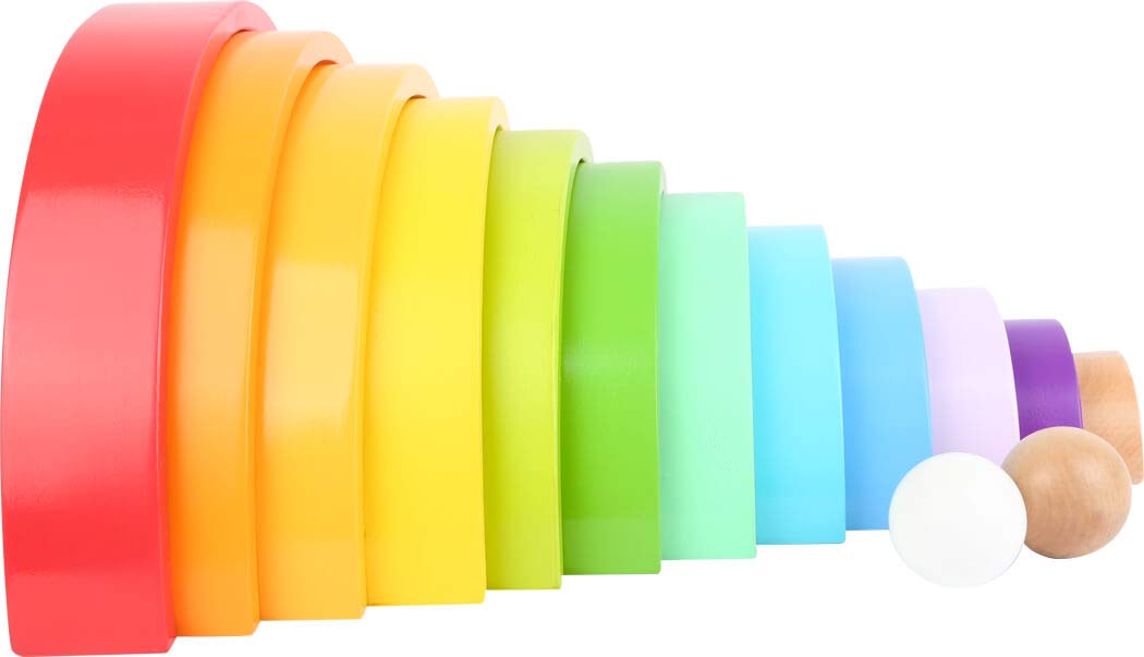 Small Foot Wooden Rainbow Blocks XL - 12-Piece Set with 2 Balls for Kids & Kindergarten Play