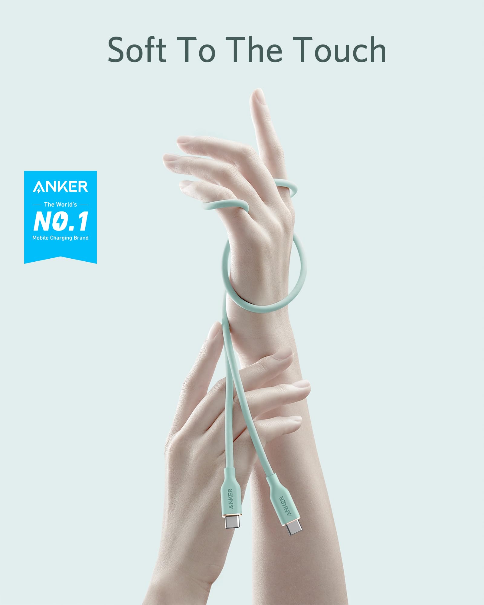 Anker 100W USB C Cable Fast Charging for iPhone 16 & MacBook Pro | 6FT Green Cord for Home & Travel