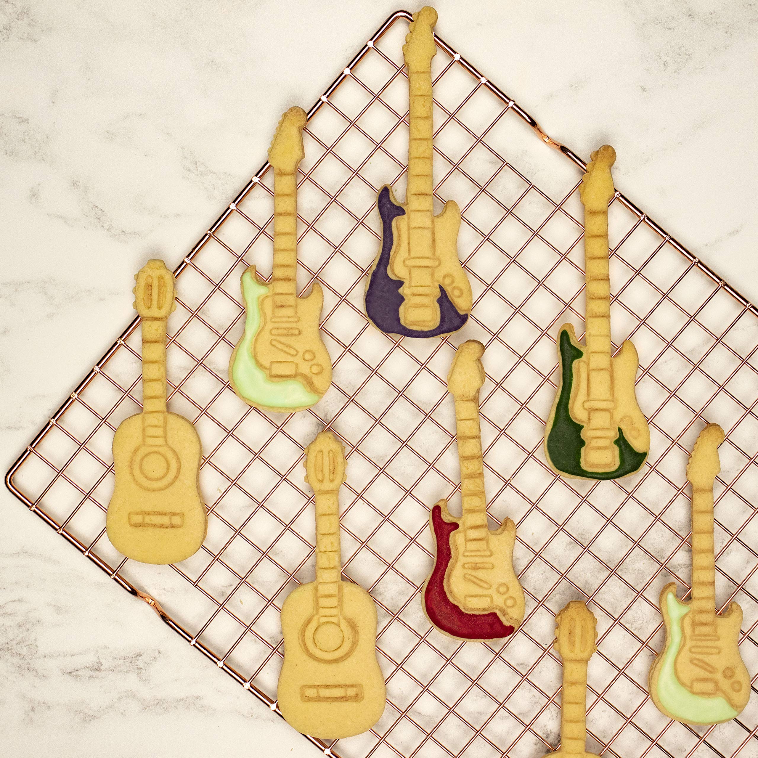3-Piece Guitar Cookie Cutter Set - Acoustic, Electric & Bass Guitar Shapes - Perfect for Baking, Music-Themed Parties & DIY Cookie Decorations