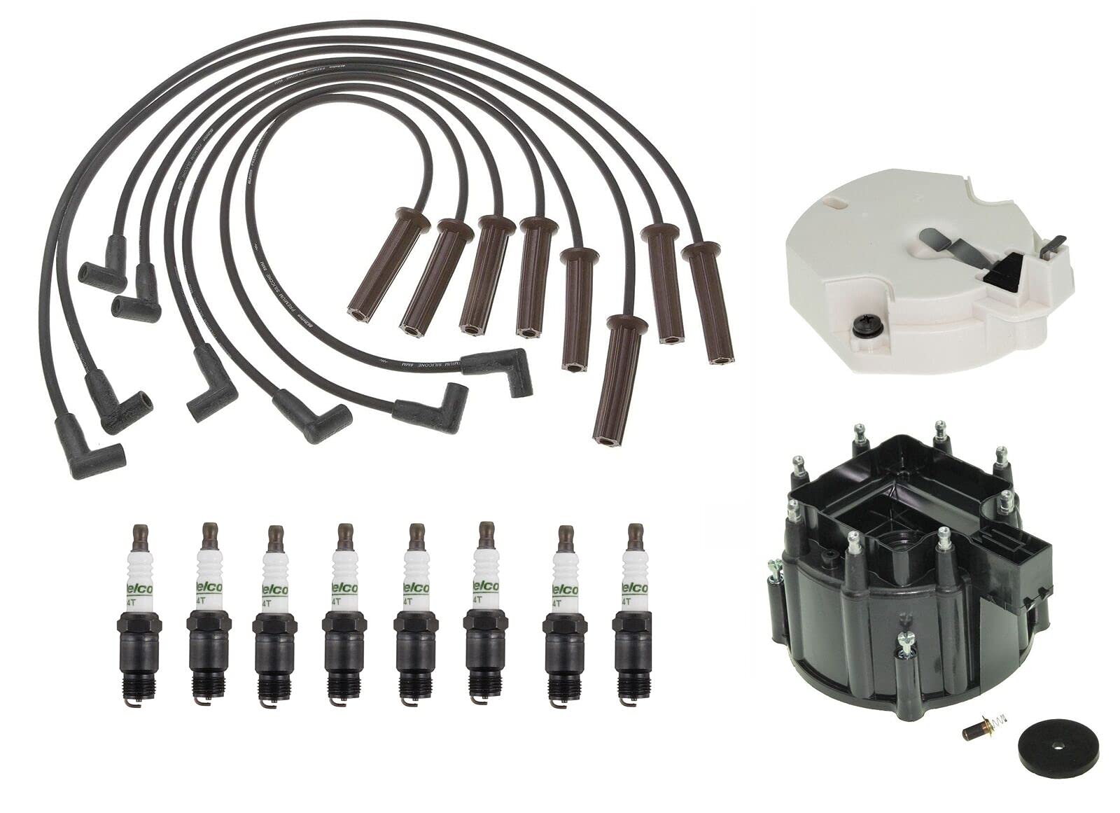 Chevrolet Distributor Cap, Rotor, Spark Plug & Wire Kit - High-Performance Replacement Parts for Smooth Engine Operation | Perfect for Chevrolet Car Maintenance & Tune-Ups