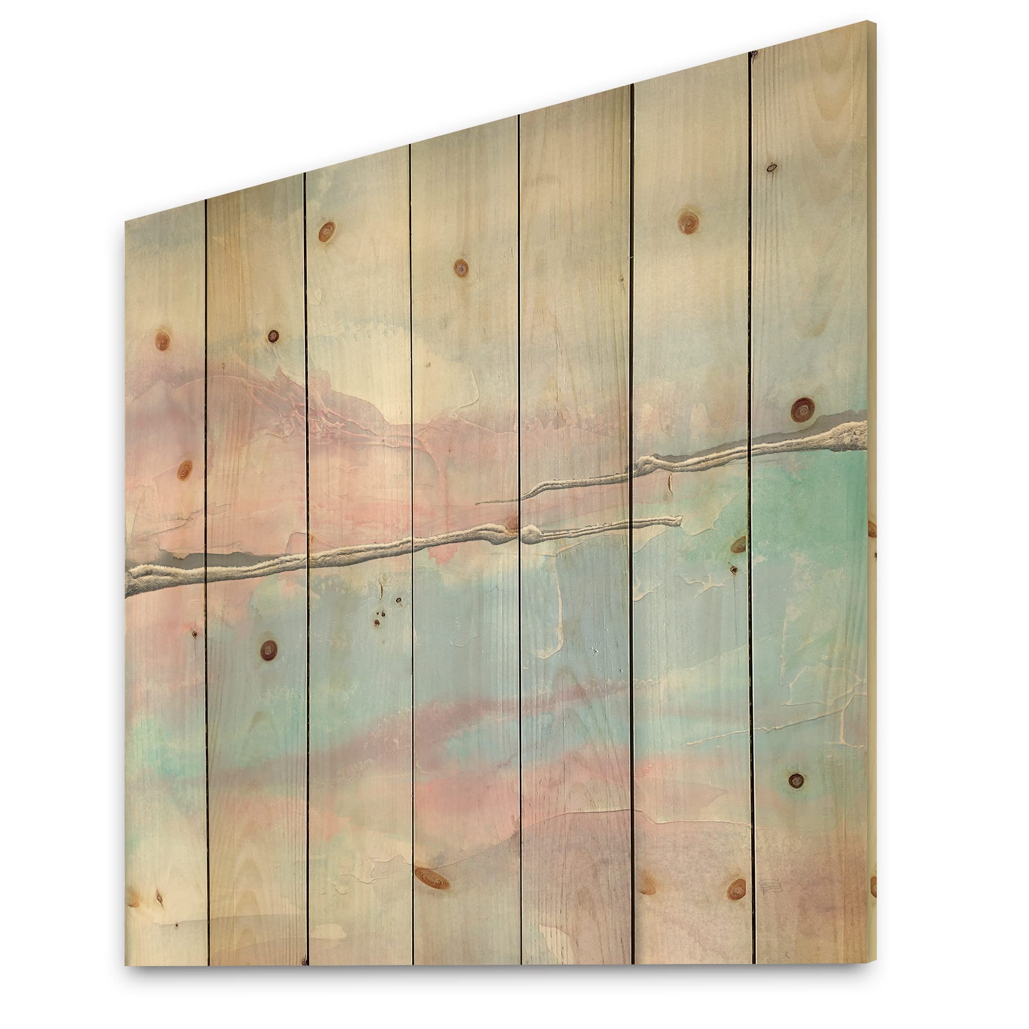 Metallic Shabby Pink Wood Wall Decor | Shabby Chic Blue Wood Wall Art | Large Abstract Wood Panels Printed on Natural Pine | Rustic Home Decor for Living Room, Bedroom & Office