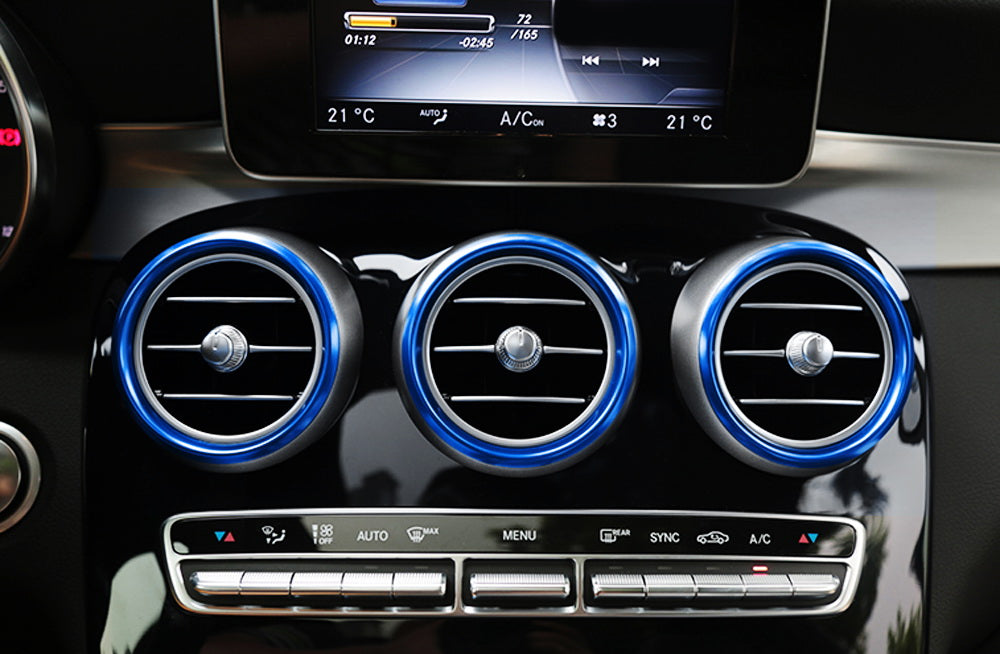 Premium Blue Air Vent Trim Covers for Mercedes W205 X205 C GLC - Upgrade Your Car Interior with Stylish AC Vent Covers for Enhanced Aesthetics & Comfort