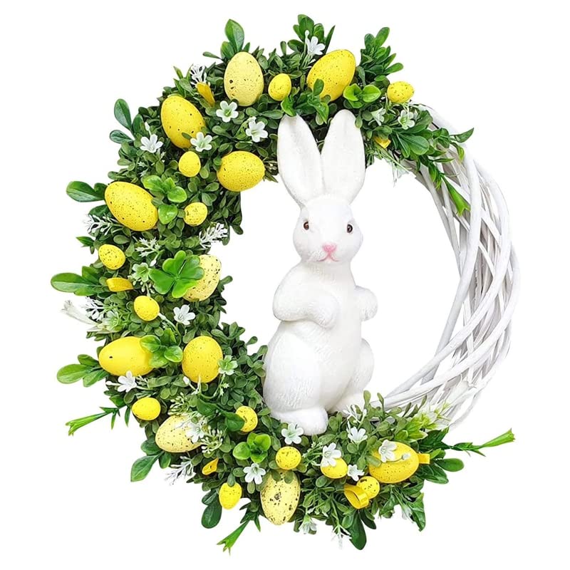 Easter Wreath Door Hanging Decor - Spring Bunny Egg Garland with Artificial Flowers for Home, Garden & Party Decoration - Perfect for Easter, Christmas Tree & Seasonal Celebrations