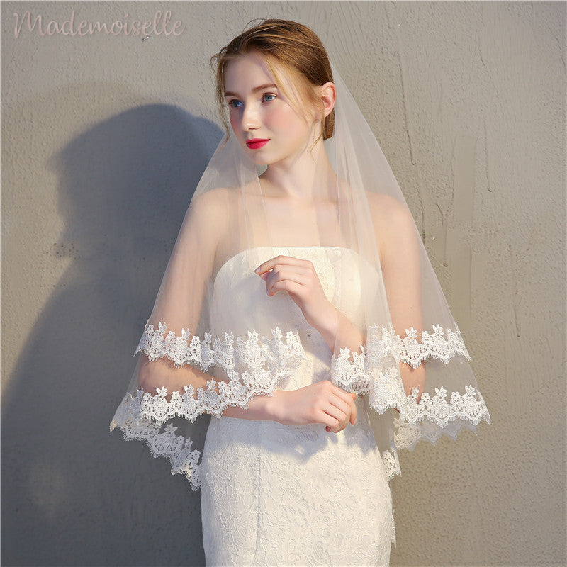 Davina Veil - Elegant Wedding Veil with Lace Trim for Brides | Perfect for Church Ceremonies, Garden Weddings & Formal Events