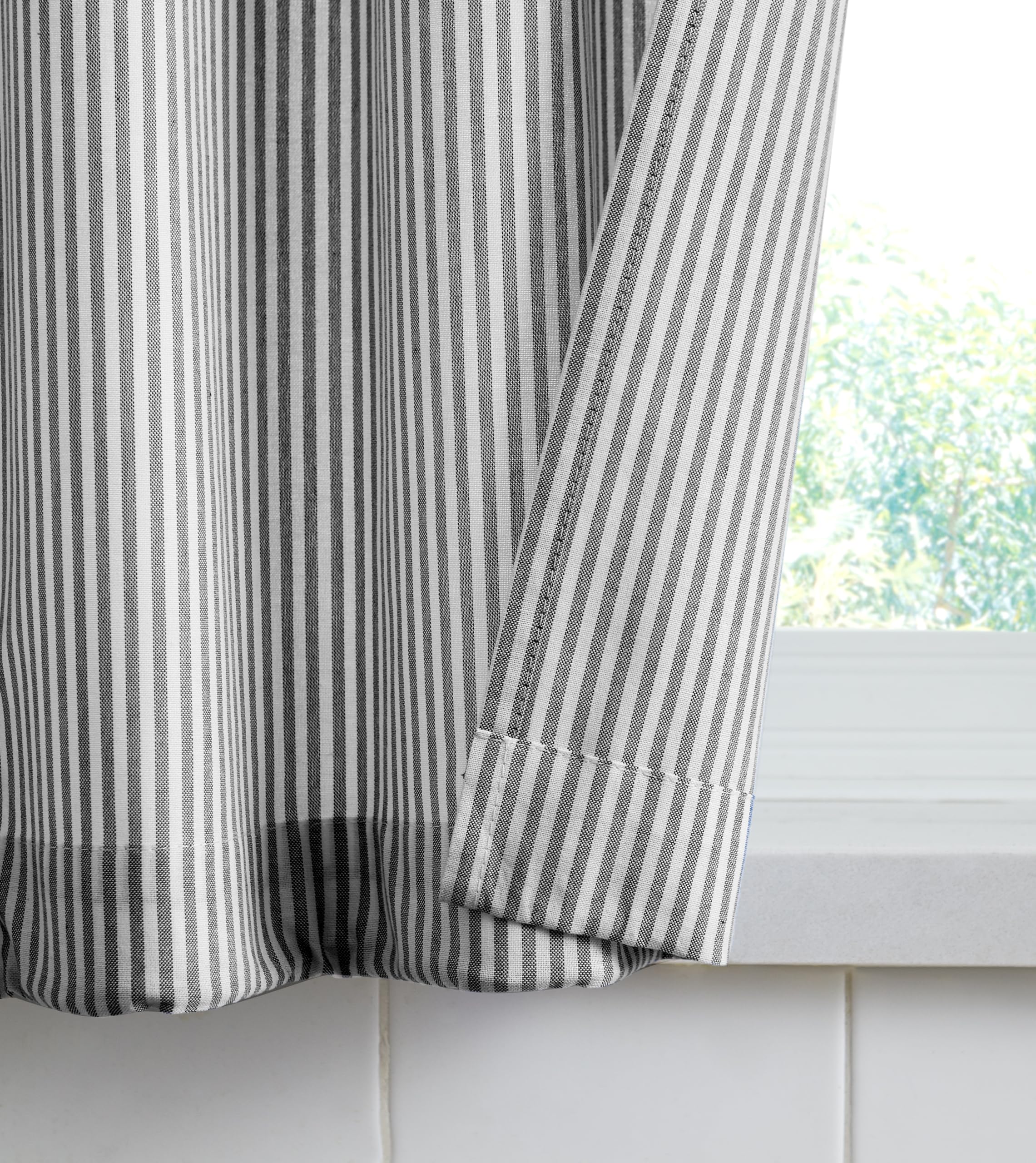 July Joy 3-Piece Cotton Tier Curtains Set - 36 Inches Long Farmhouse Style Kitchen & Bathroom Window Treatments with Rod Pocket, 56