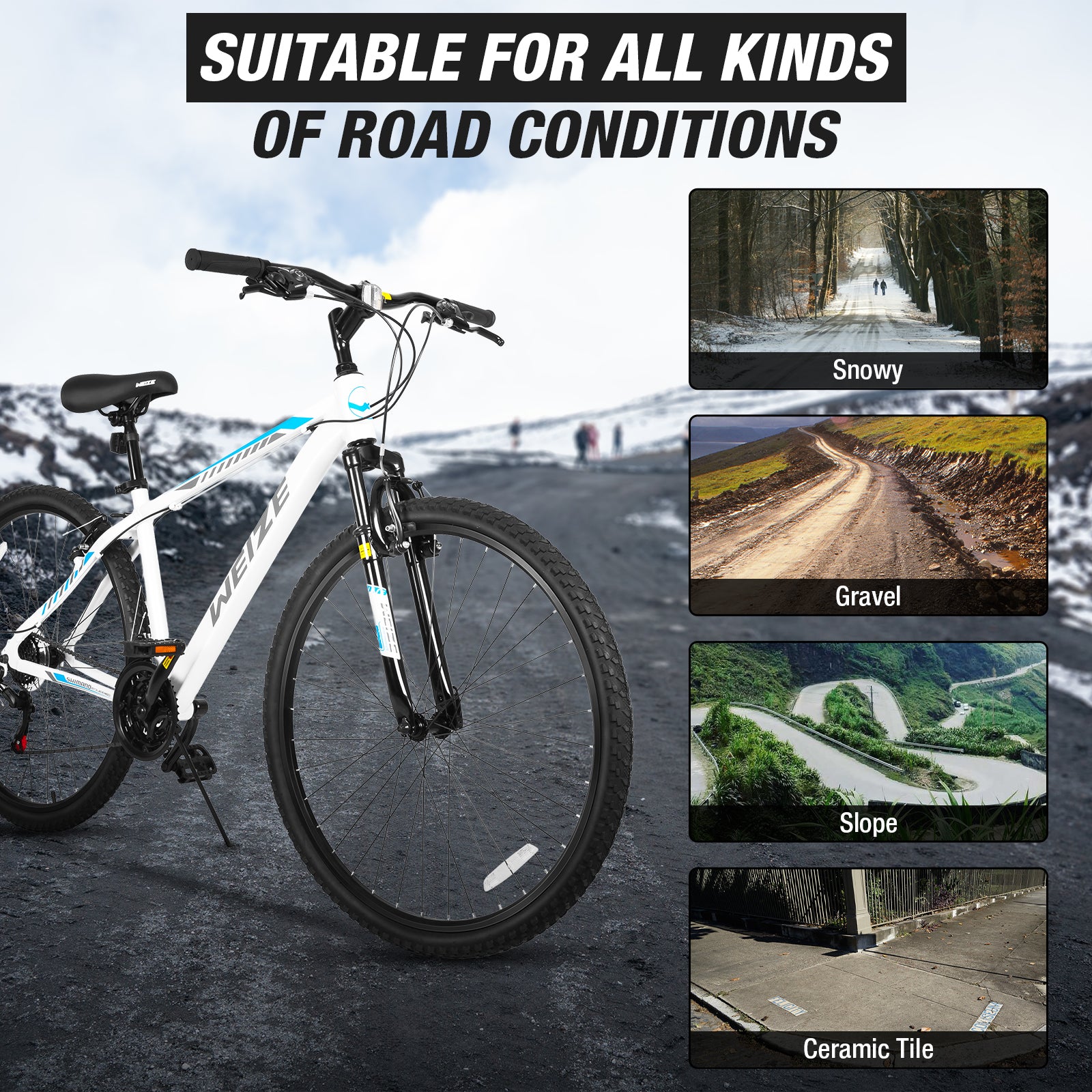 WEIZE 29 Inch Hardtail Mountain Bike for Men & Women - 21 Speed Trigger Shifter, Lightweight Aluminum Frame, Comfort Saddle & Suspension Fork - Perfect for Trail Riding, Commuting & Outdoor Adventures