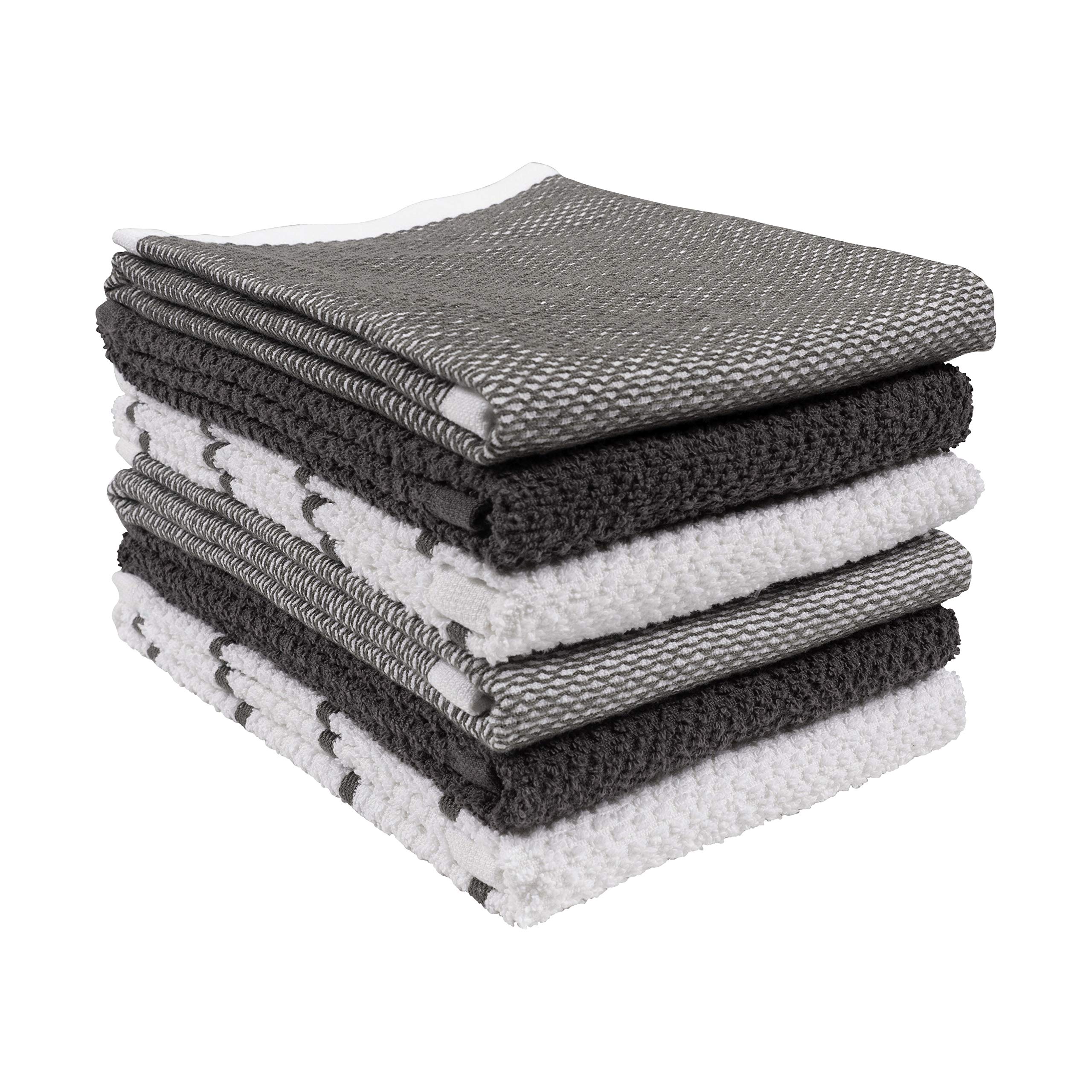 KAF Ayesha Curry 6-Pack Kitchen Towels - Absorbent for Cooking & Cleaning (Dark Gray)