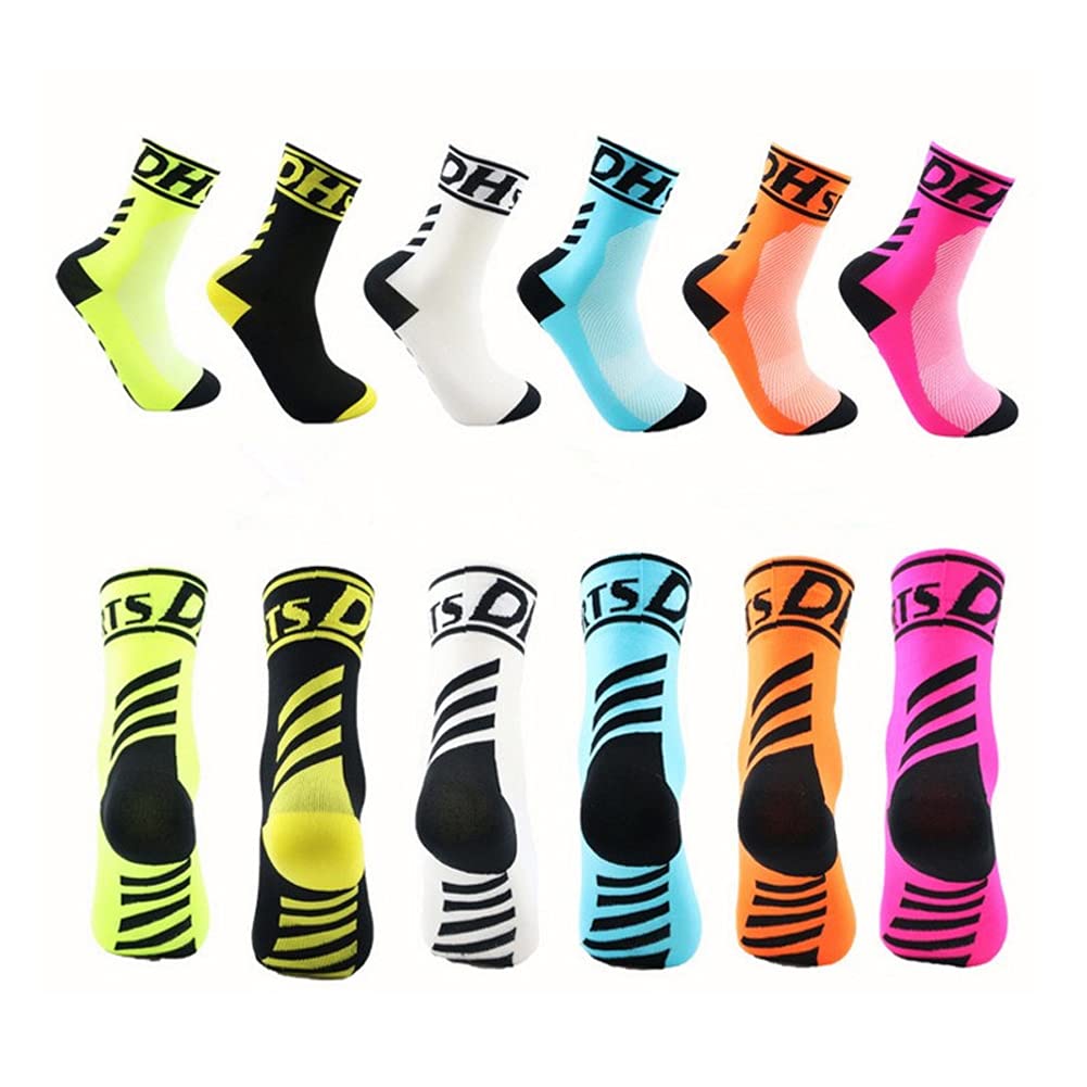 Cycling Socks for Men & Women - Breathable Bike Riding Socks for XC, MTB & BMX - Athletic Ankle Socks in Black, White, Pink, Blue & Green | Perfect for Road Cycling, Mountain Biking & Indoor Training