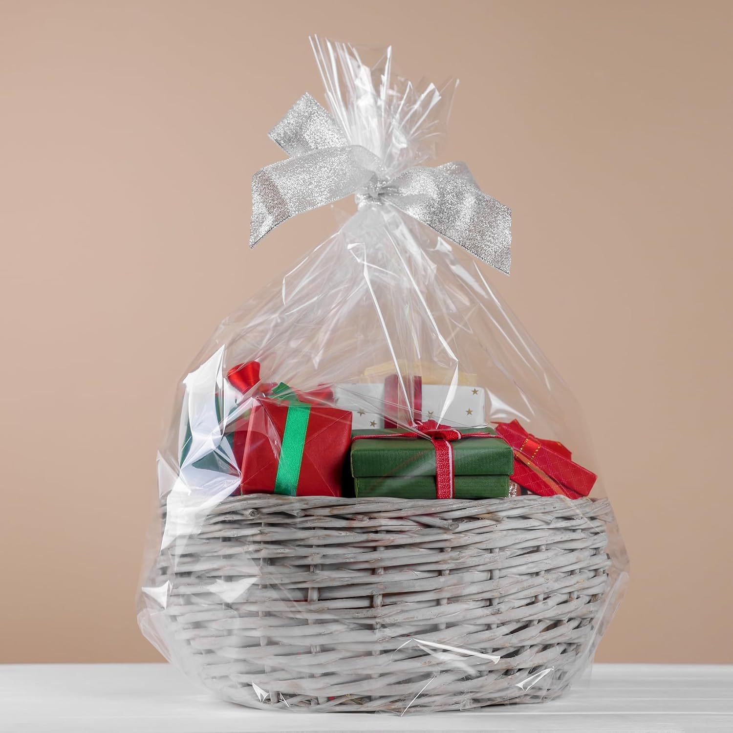 Morepack 20x20 Inches Clear PVC Easter Heat Shrink Wrap Bags - 20 Pieces for Gift Baskets, Party Favors & Holiday Packaging | Perfect for Easter Treats, Chocolate Baskets & DIY Gift Wrapping