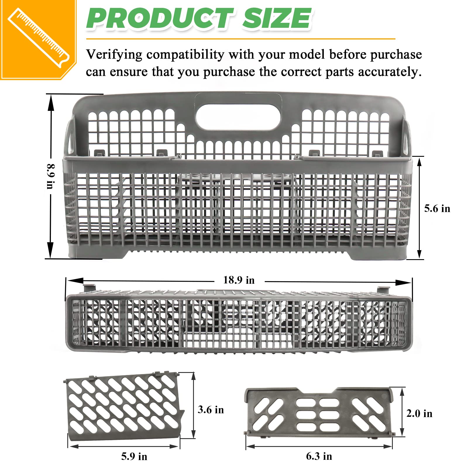 Universal Dishwasher Silverware Basket Replacement for Whirlpool & KitchenAid Dishwashers - Compatible with Models W10190415, 8531233, 8531288, 8562043 - Durable Utensil Holder for Easy Organization - Perfect for Kitchen, Restaurant & RV Use