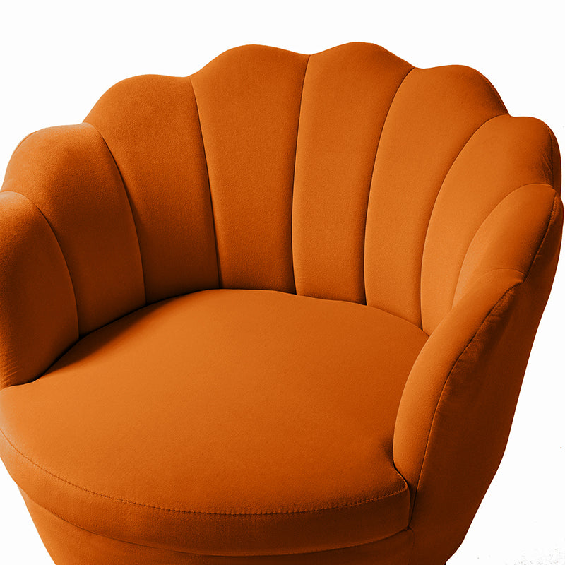Evelia Velvet Scalloped Barrel Chair - Luxurious Velvet Accent Chair with Curved Back for Living Room, Bedroom & Office - Perfect for Reading Nook, Lounge Area or Home Decor