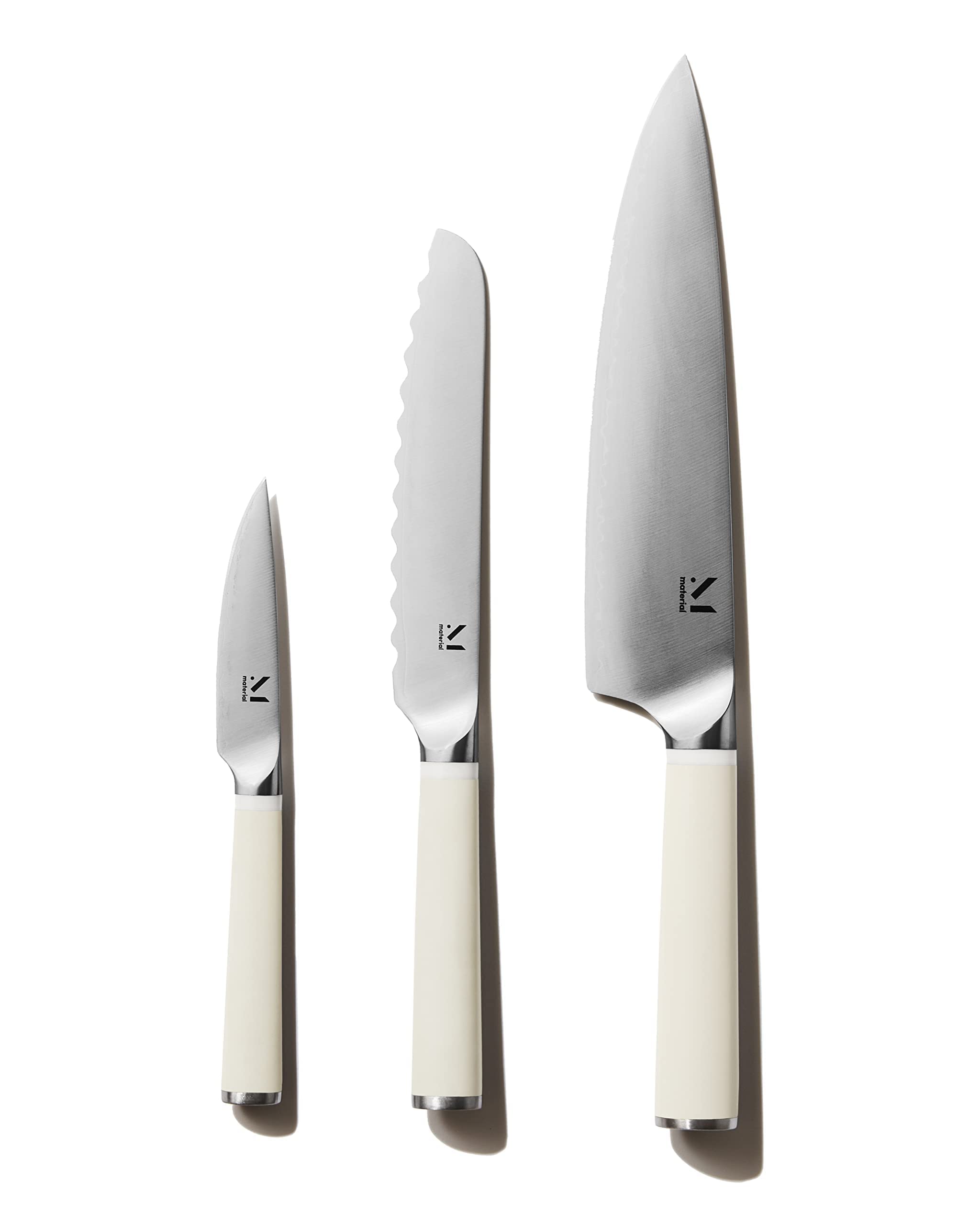 Premium 3-Piece Knife Set with Walnut Stand - Chef Knife, Paring Knife, Utility Knife - Perfect for Home Cooking, Camping & Outdoor Adventures